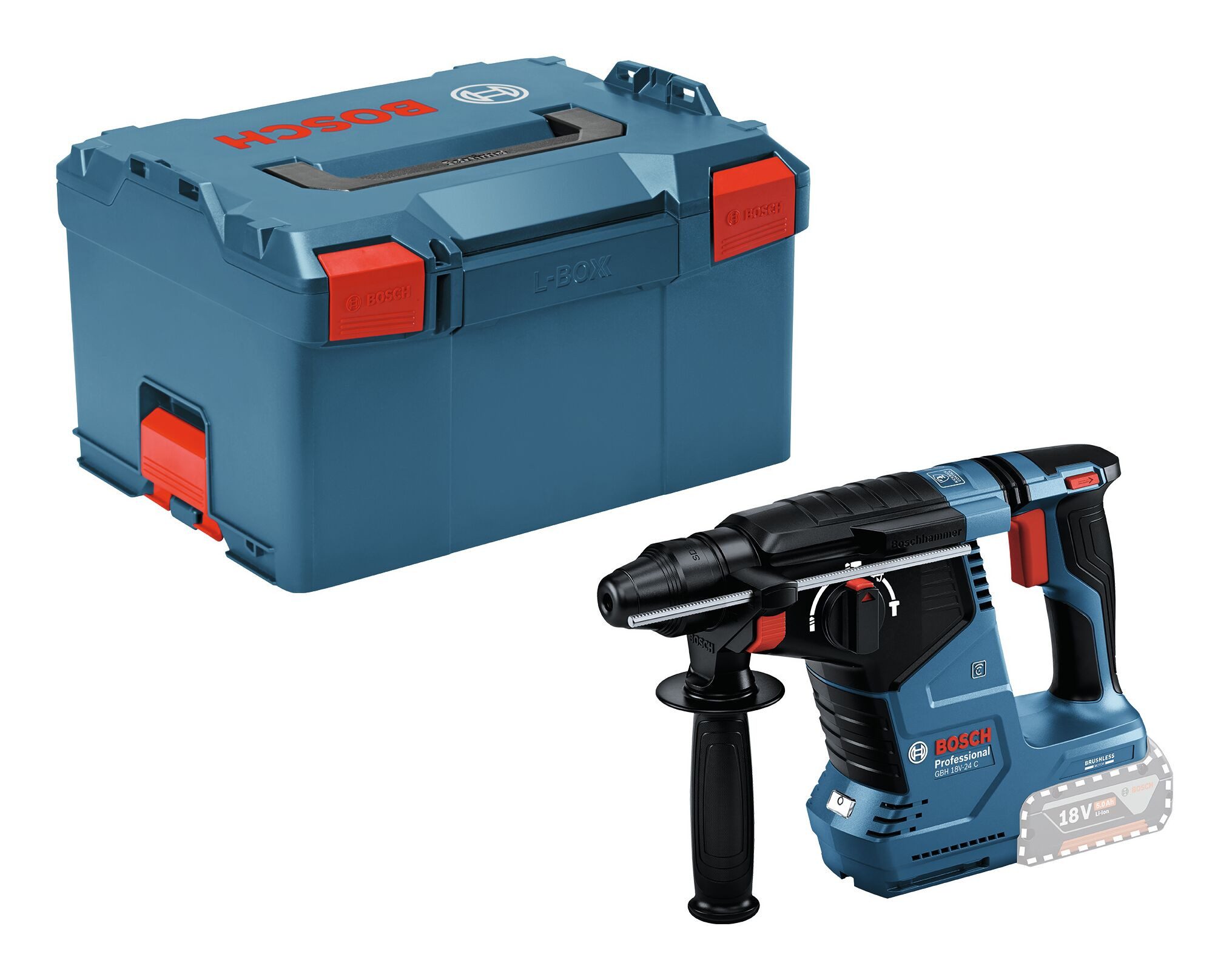 BOSCH Akku-Kombibohrhammer GBH 18V-24 C, 18 V, max. 980 U/min, Bohrhammer mit SDS plus Ohne Akku - in L-BOXX 238