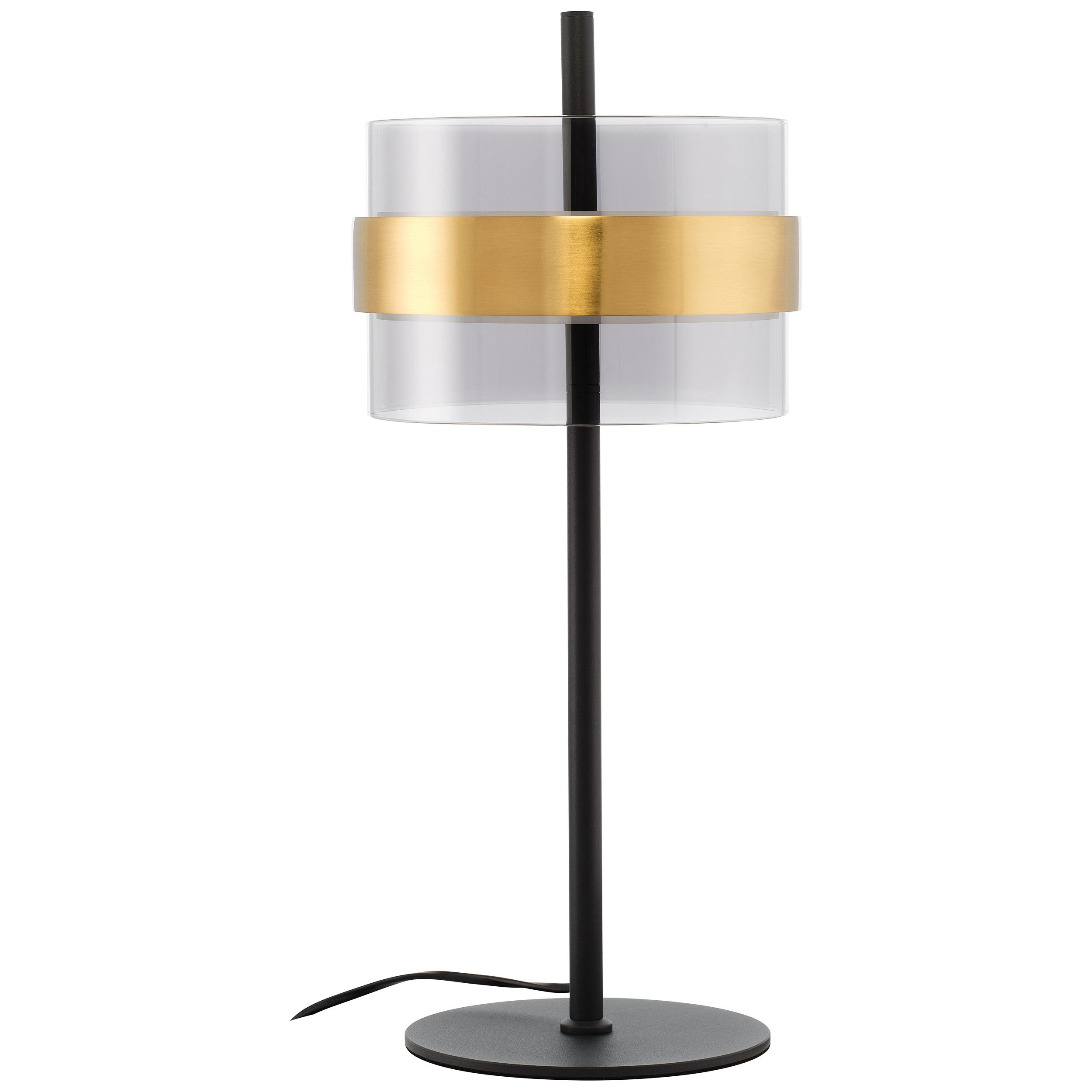 lumiCouture LED Tischleuchte Inside, Dimmfunktion, Memoryfunktion, LED fest integriert, Warmweiß, Ø 21,5 cm x 49 cm, 2000 lm, 2700 K, dimmbar, Rauchglas, messingfarben