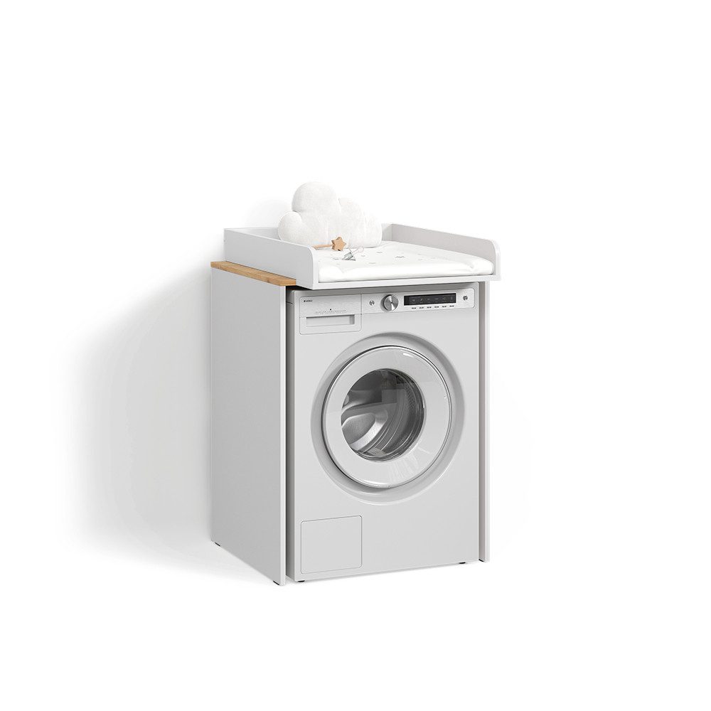 Livinity® Waschmaschinenumbauschrank Paolina, Weiß/Artisan, 68 x 88.2 cm 2 Teile mit Wickelauflage (1-St)