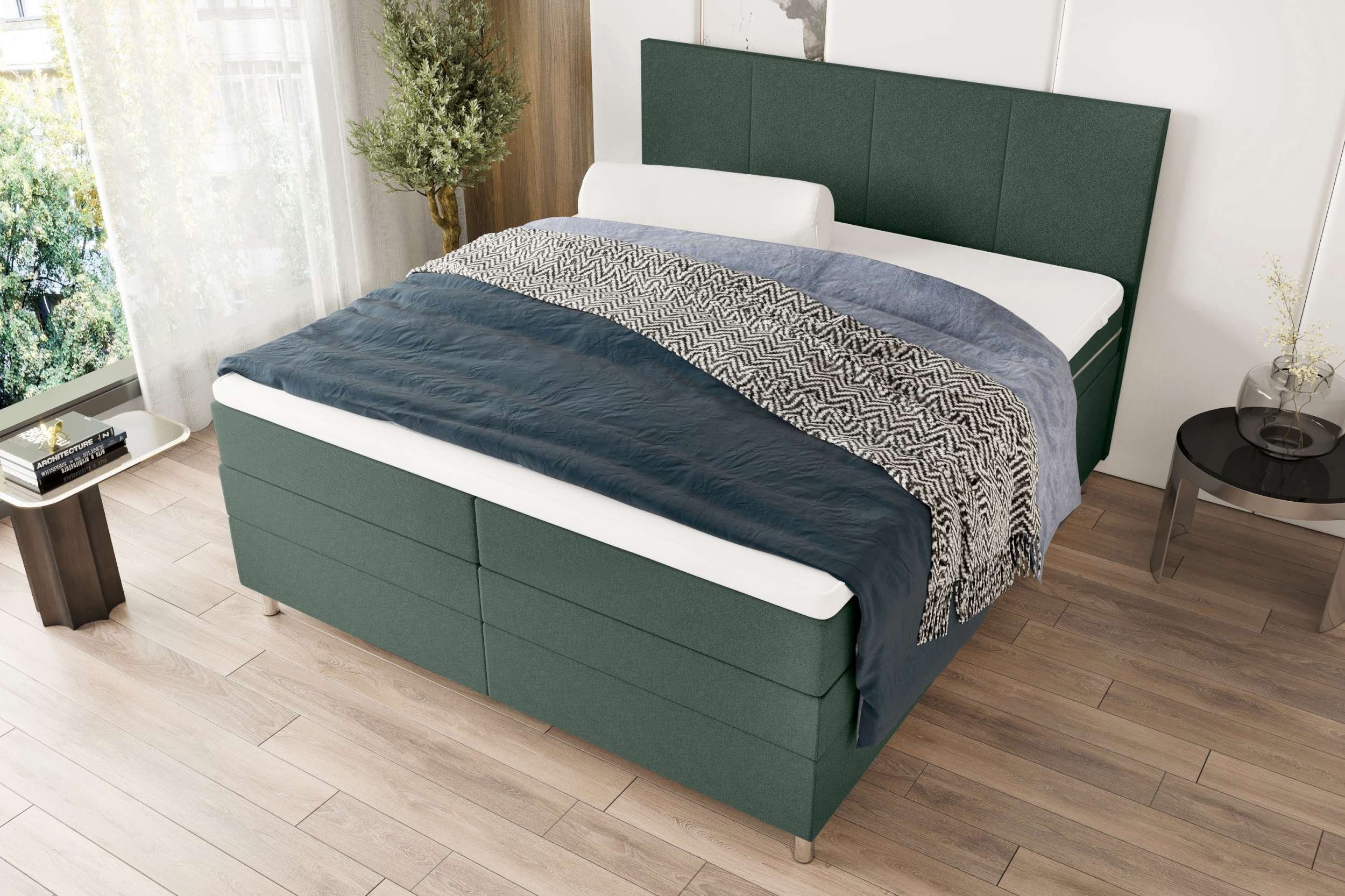 99rooms Boxspringbett Orion (Schlafzimmerbett, Bett), 140/160/180 x 200 cm, mit 2 Matratzen und Topper, Bettkasten