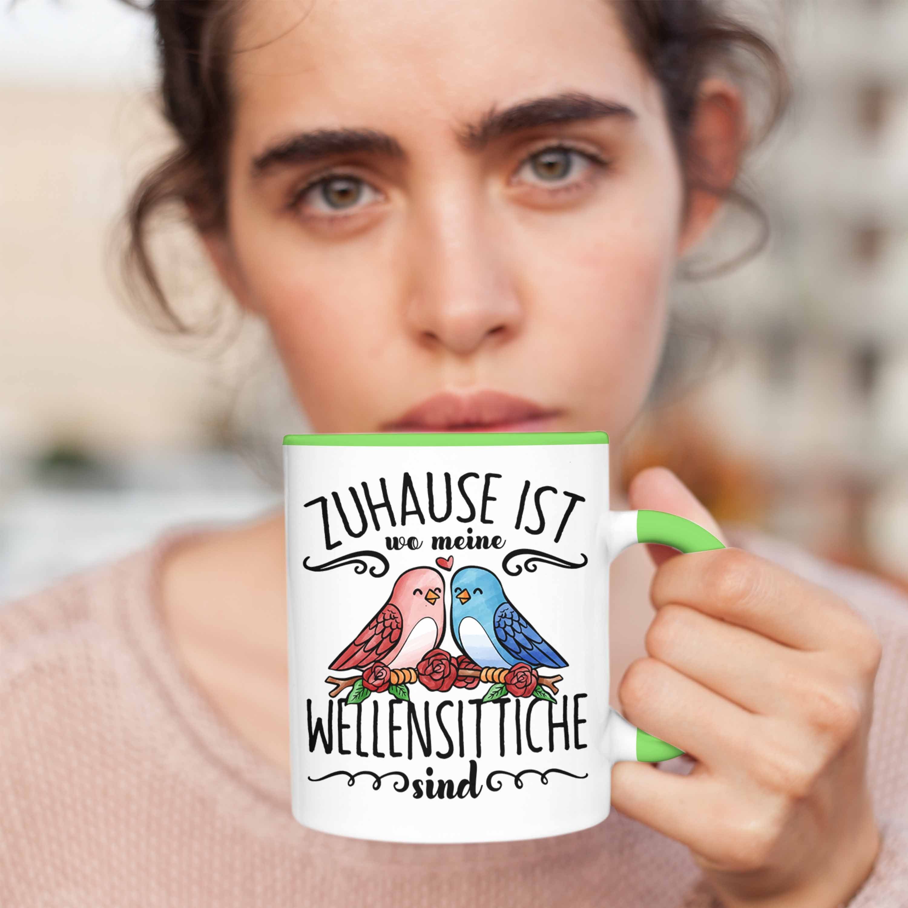 Trendation Tasse Lustige Wellensittich Wo Zuhause Wellensittic Tasse Ist Besitzer Grün Meine