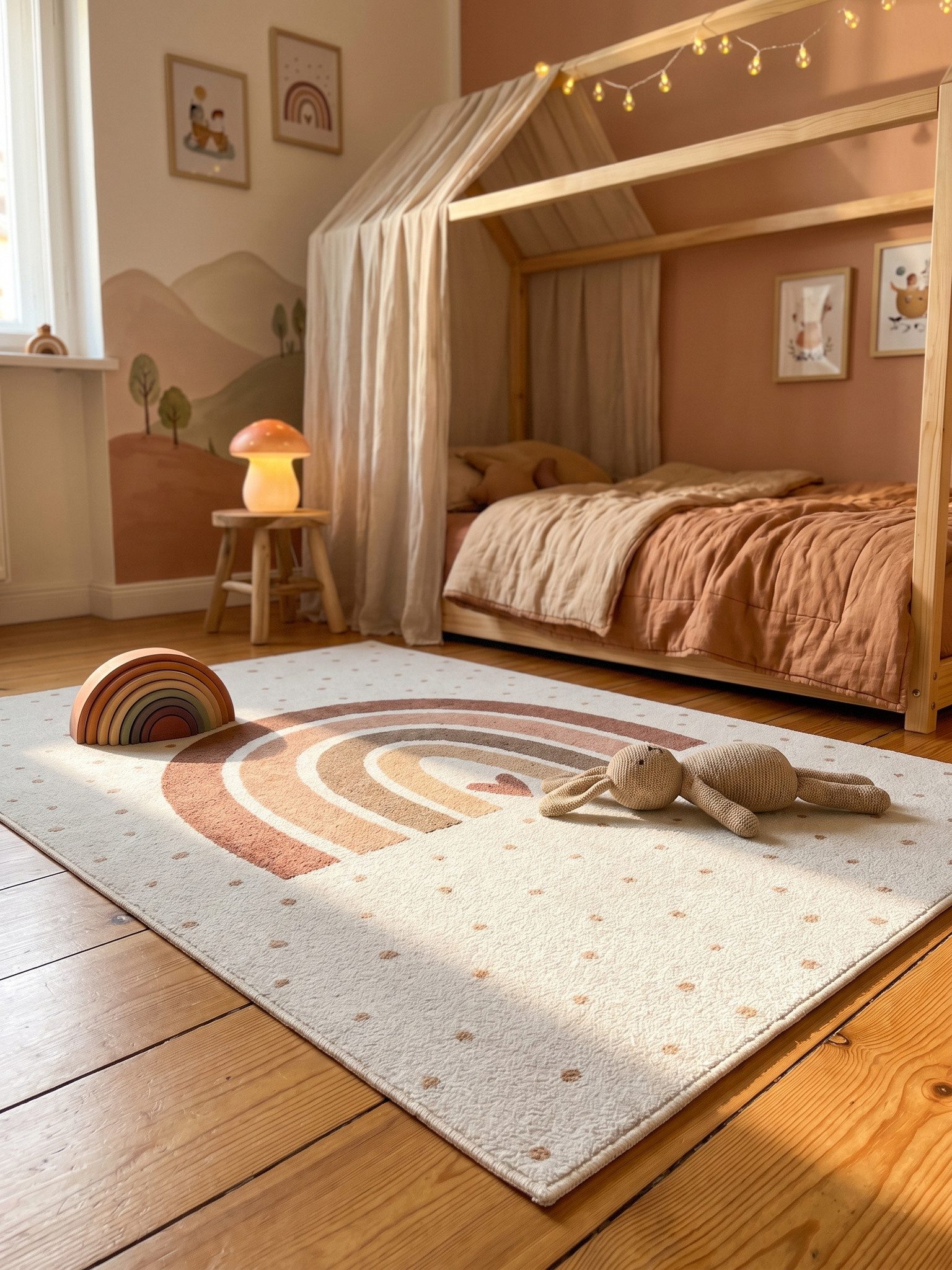 KADIMA DESIGN Kinderteppich TINO Kinderteppich Waschbar Kinderzimmer Schadstoffgeprüft, Läufer, Höhe: 10 mm, Creme, 80x150 cm, Kinderteppich Waschbar Spielteppi – Bild 3 von 5