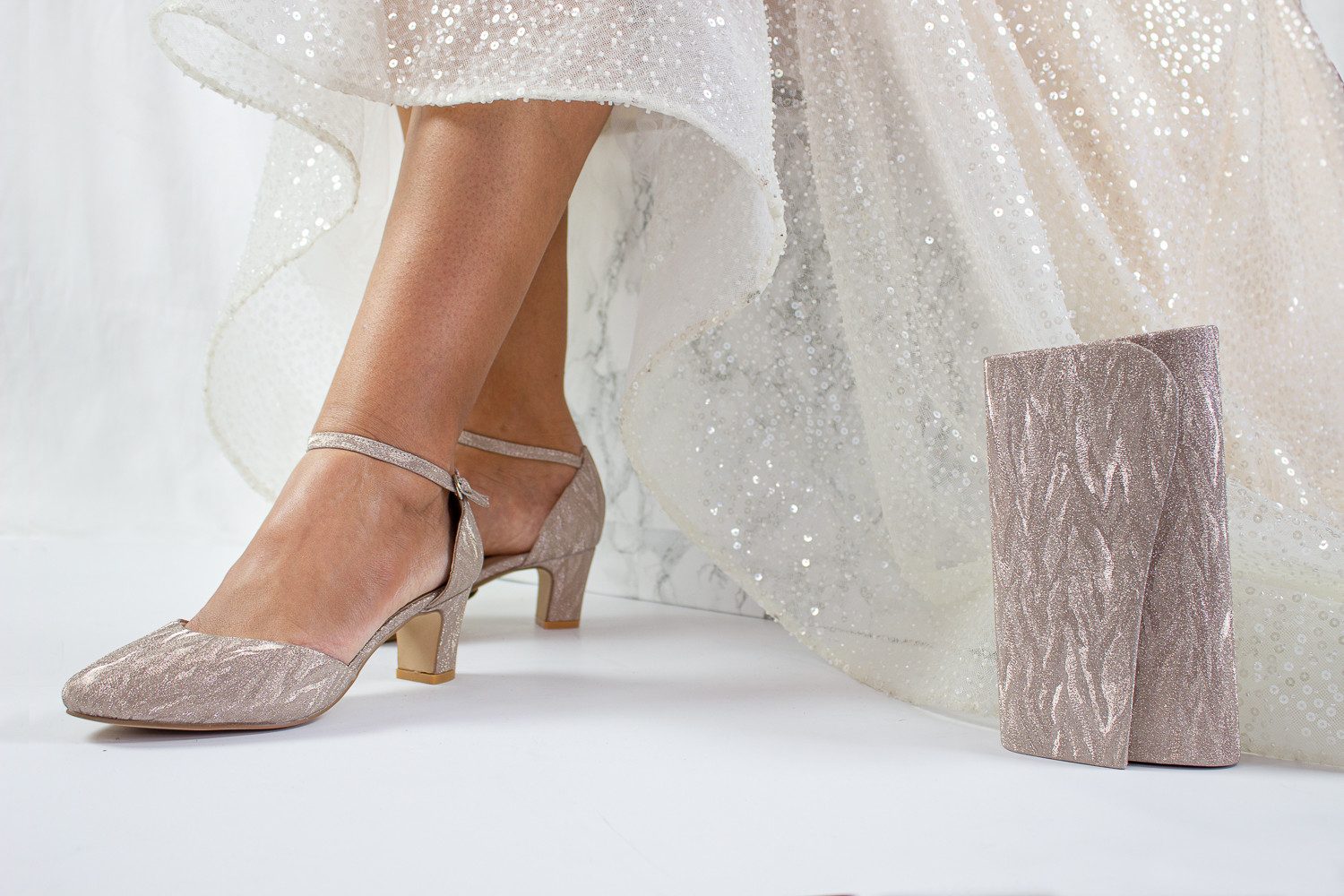 White Lady 700 brillant Glitter - Riemchen Pumps Slingpumps – Bild 4 von 4