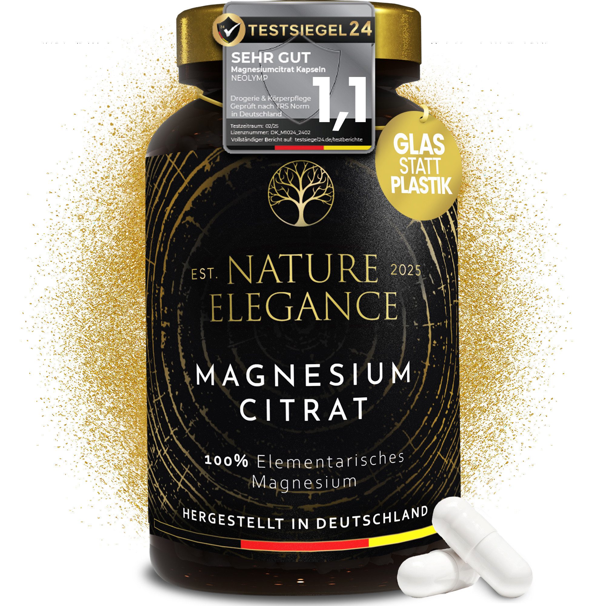 Magnesiumcitrat Kapseln - 360mg elementares Magnesium pro Dosis Kapseln