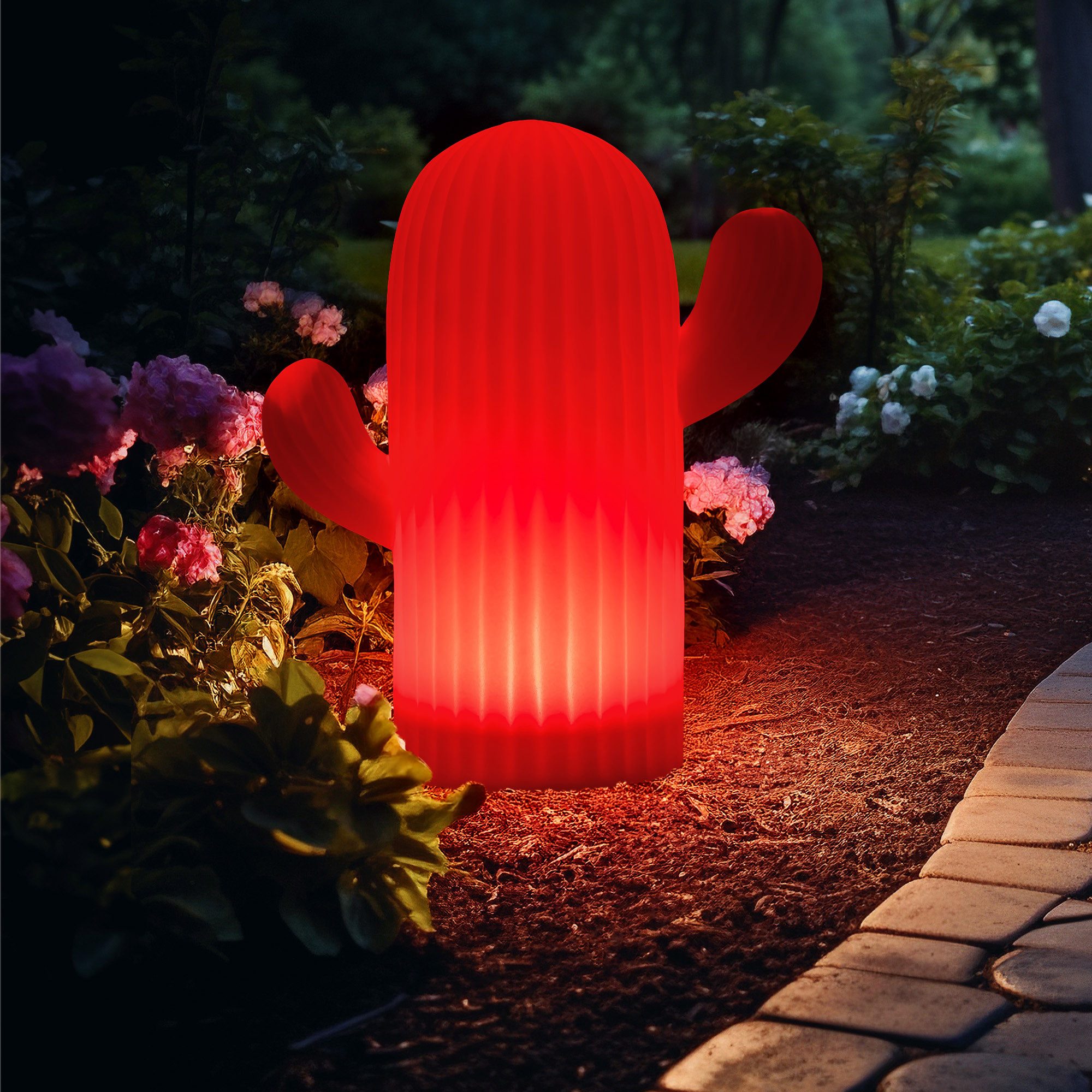 OTTO home LED Solarleuchte Eellin, LED-Solar Kaktus, RGB, Tageslichtsensor, LED fest integriert, Warmweiß, RGB, mit Erdspieß und Fernbedienung