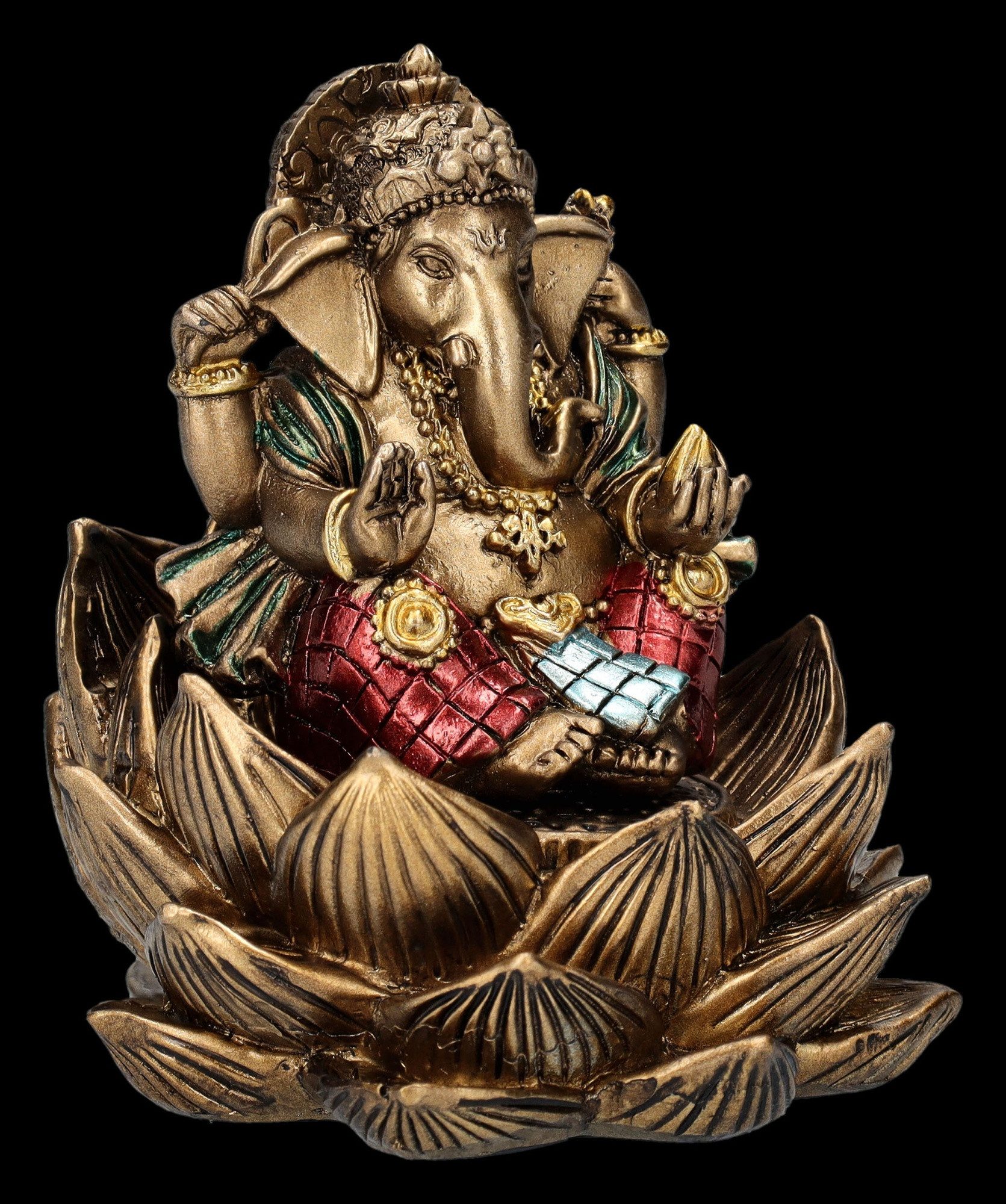 Figuren Shop GmbH Dekofigur Ganesha Figur sitzt in Lotus - Dekofigur Hindu- günstig online kaufen