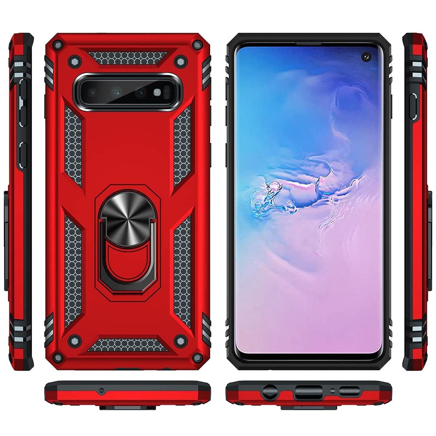 CoolGadget Handyhülle Armor Shield Case für Samsung Galaxy S10 6,1 Zoll, Outdoor Cover mit Magnet Ringhalterung Handy Hülle für Samsung S10