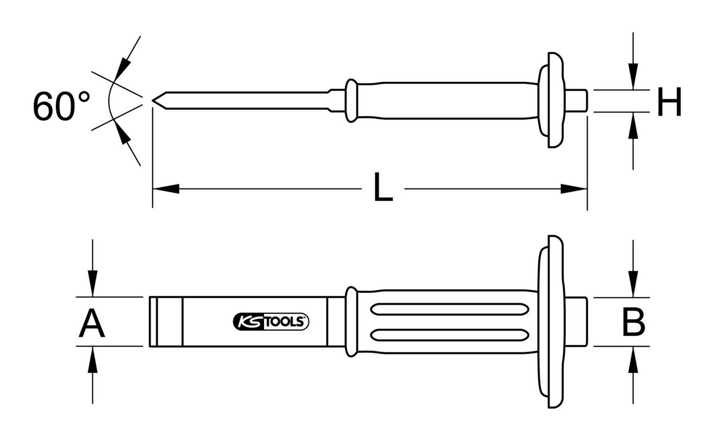 Thumbnail - KS Tools Flachmeißel, 240 in mm, Schlitzmeissel mit Handschutzgriff, 240 mm