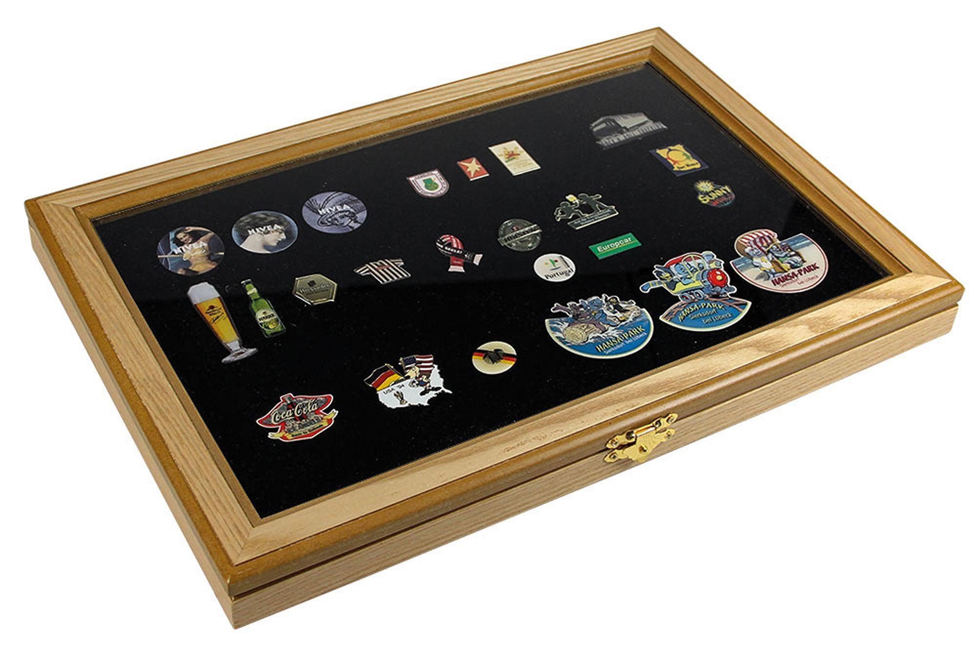 Safe-Album Anstecknadel Pin Vitrine Design Wildeiche