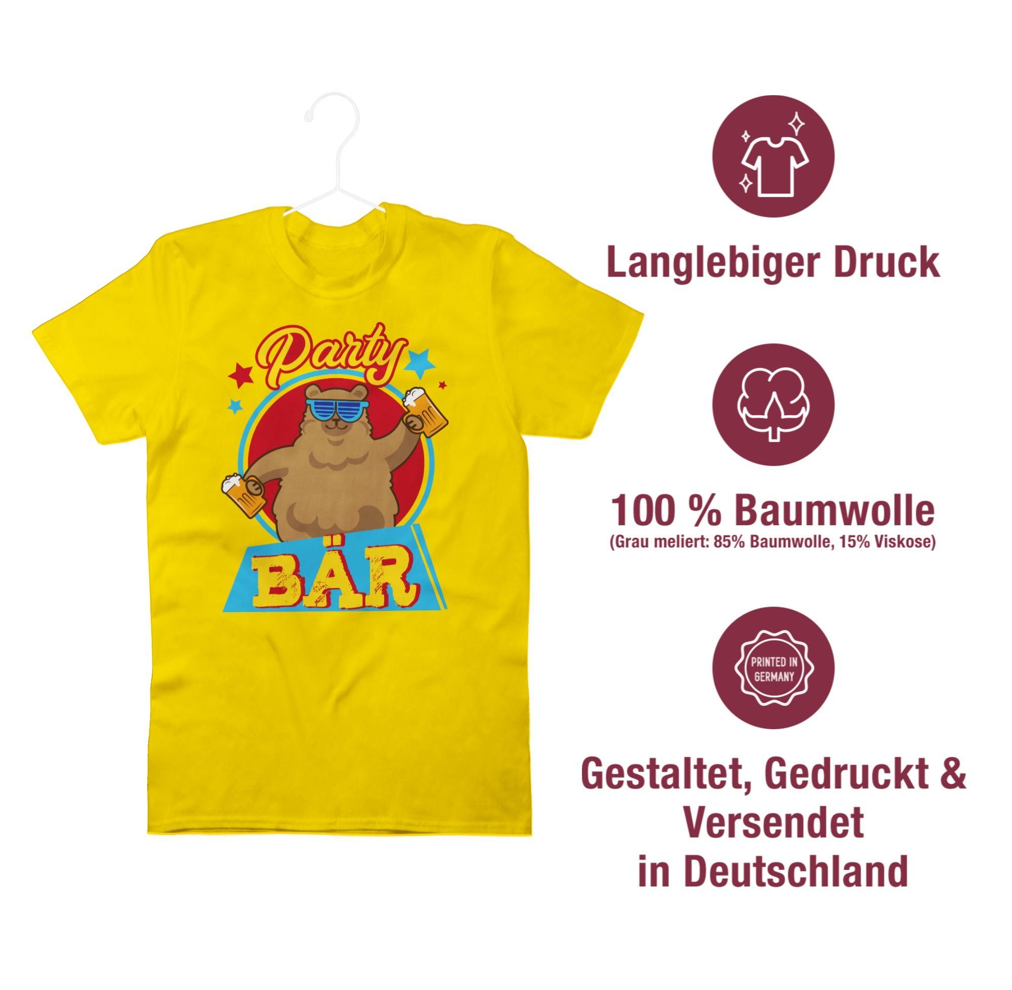 2 Alkohol T-Shirt Bär Party Party & Gelb Herren Shirtracer