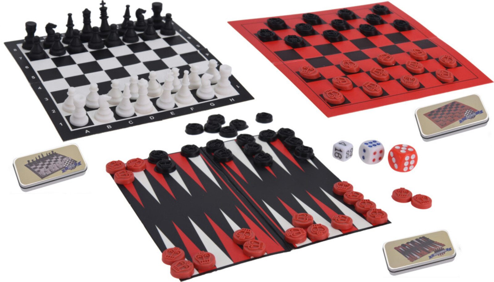 Koopman Игрыsammlung Silber, 3 Игры, Backgammon, Schach, Dame