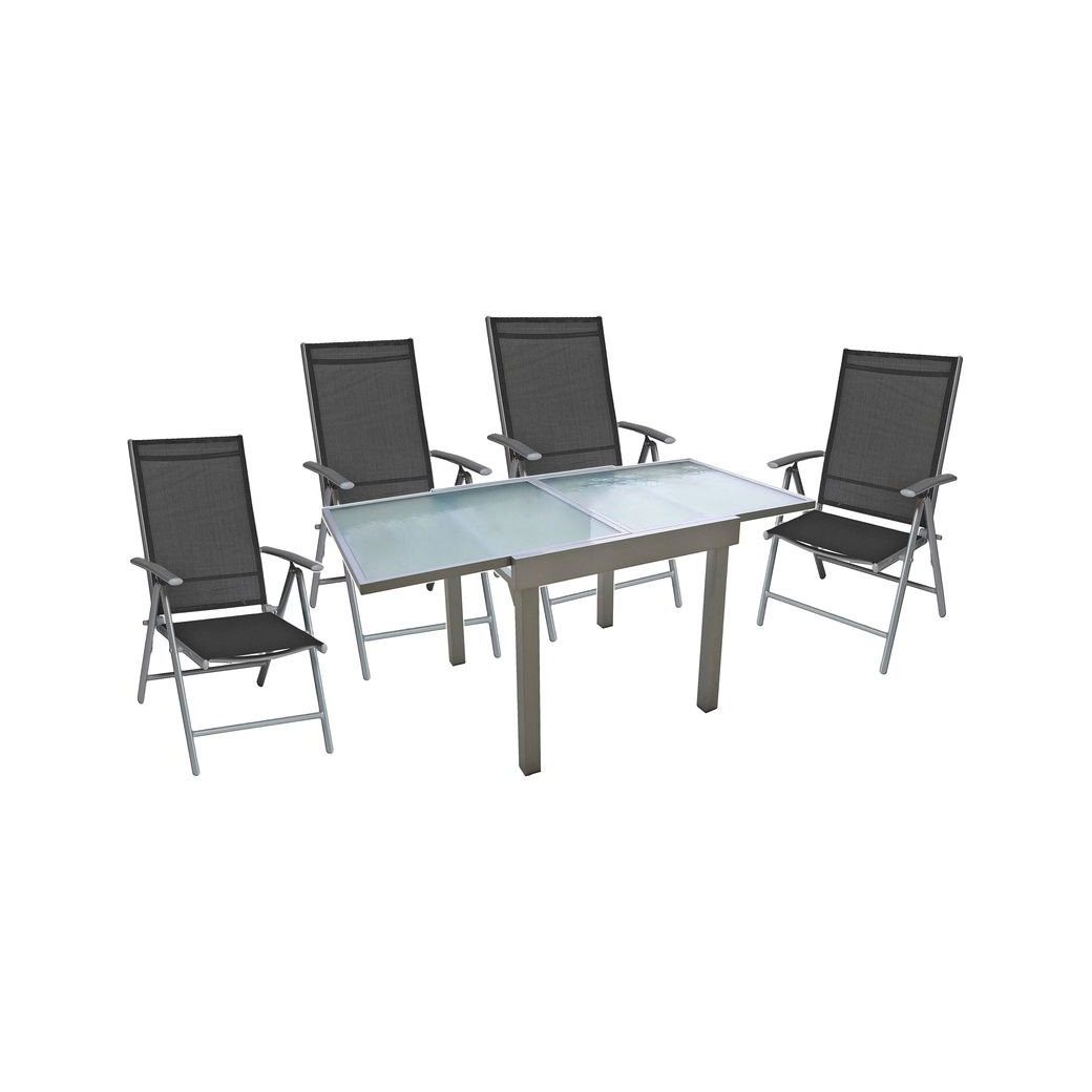 Garden Pleasure Sitzgruppe, Alu Tisch 4x Hochlehner Ausziehtisch Stühle