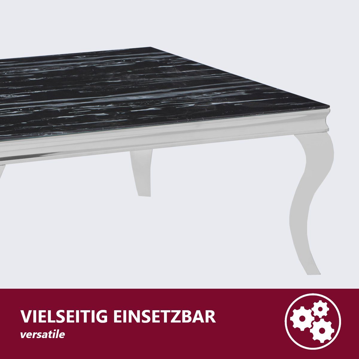 Glasplatte 80x80x0,6 - Marmoroptik Facettenschliff cm schwarz, quadratisch HOOZ mit Tischplatte