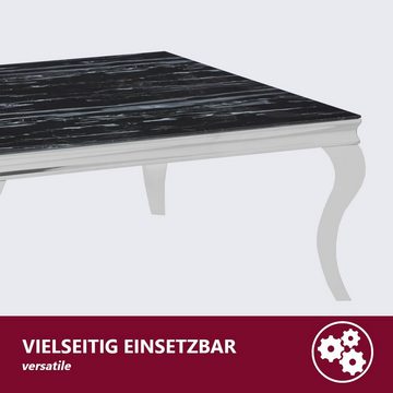 HOOZ Tischplatte aus Glas 100 x 60 x 0,6 cm oder als Funkenschutzplatte für den Kamin (Marmorschwarz, 1 St., ESG-Sicherheitsglas), mit hochwertigem Facettenschliff