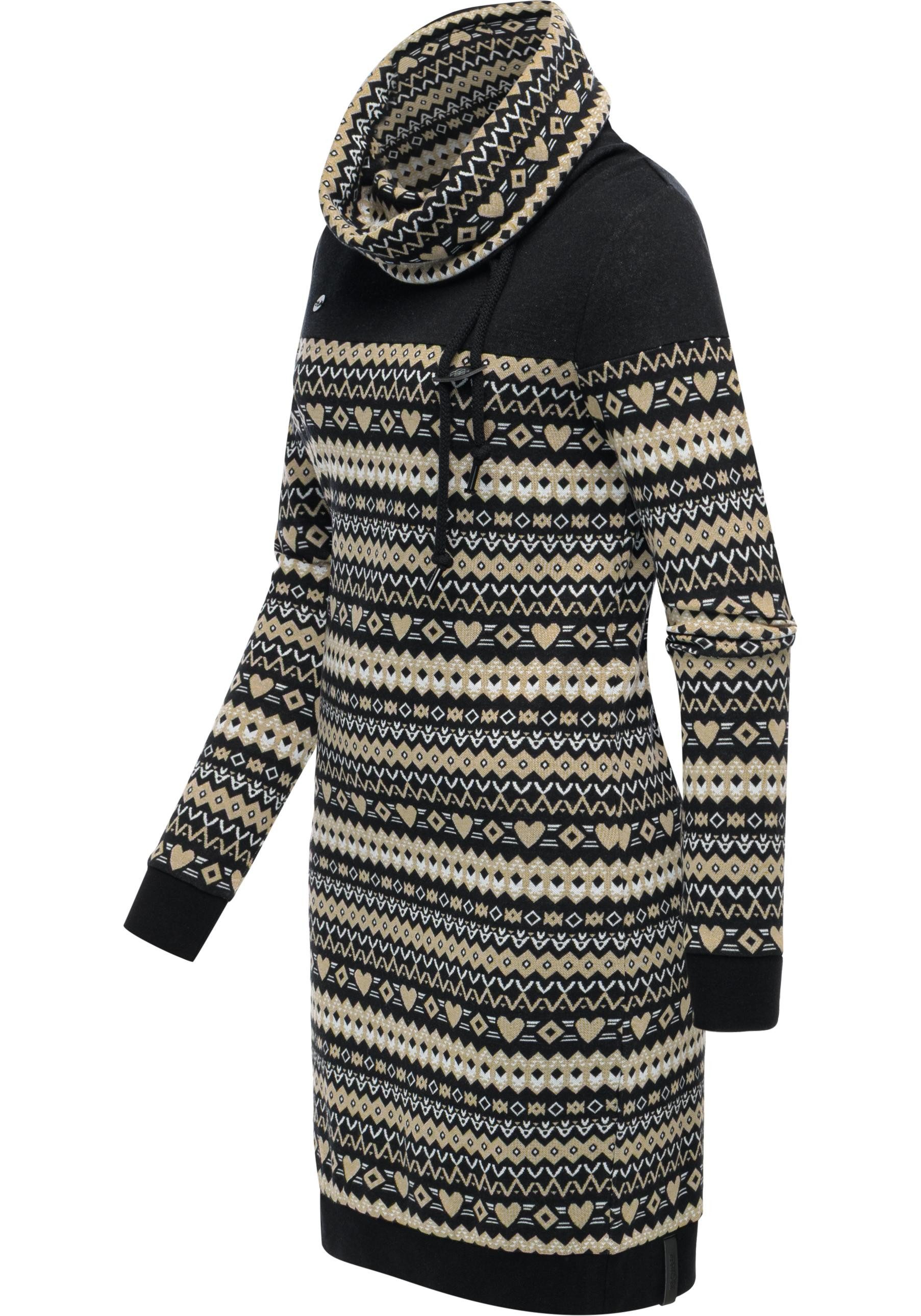 Ragwear Sweatkleid Chlloe Jacquard YOUMODO stylisches Langarmkleid mit verspieltem Print
