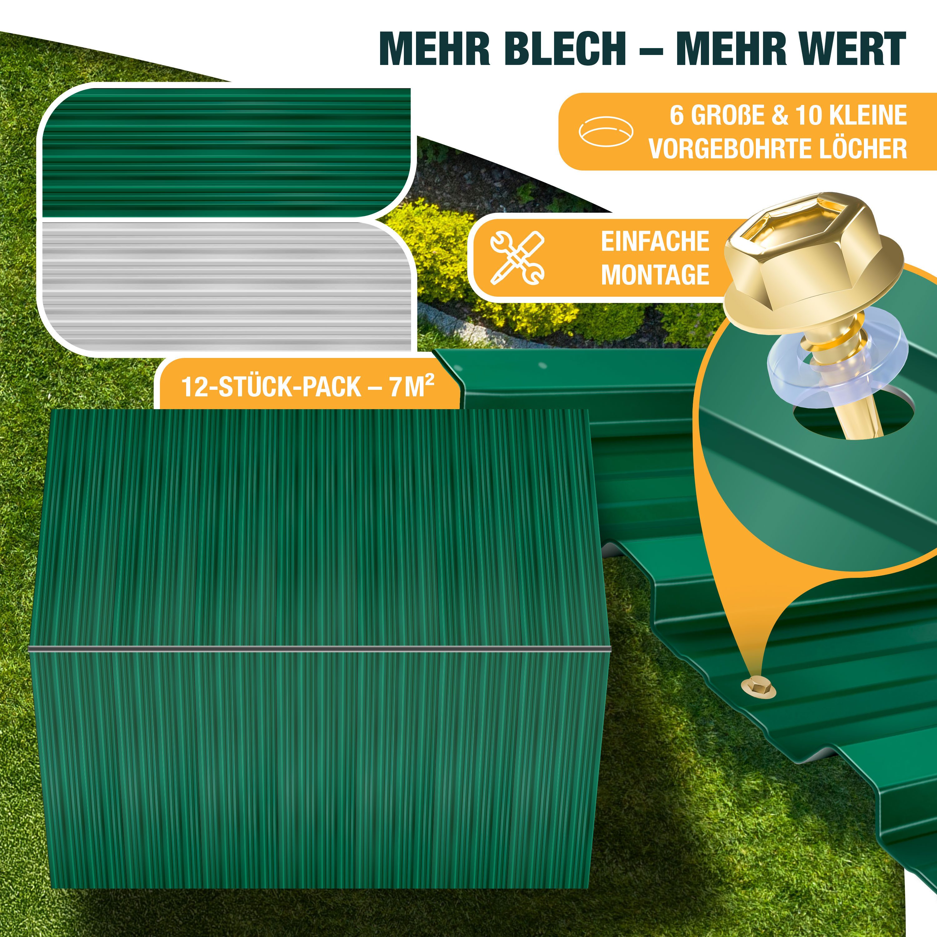 KESSER Trapezblech, 12 Profilblech Trapezblech 129cm 45cm 7 m² - Dachblech Dachplatten