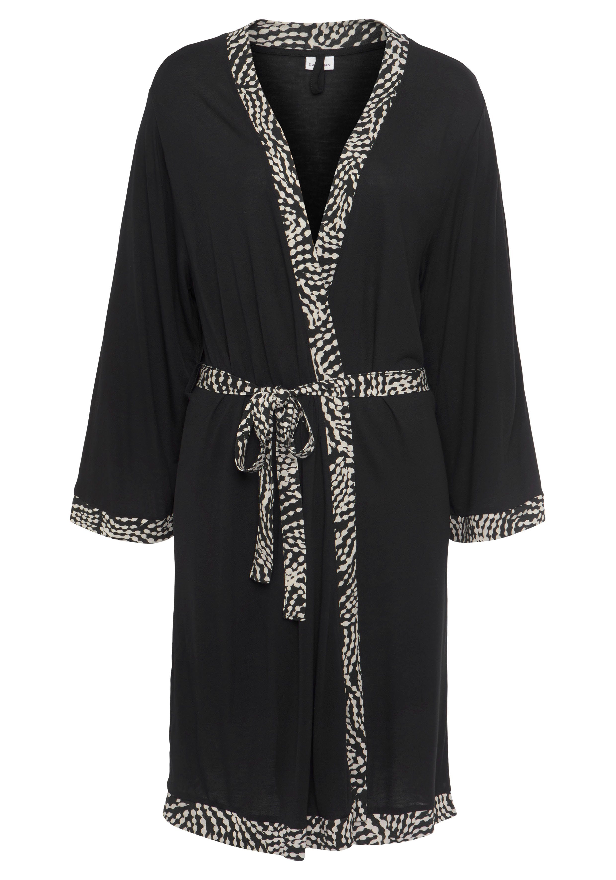 LASCANA Kimono, Kurzform, Single-Jersey, Kimono-Kragen, Gürtel, mit gemuste günstig online kaufen