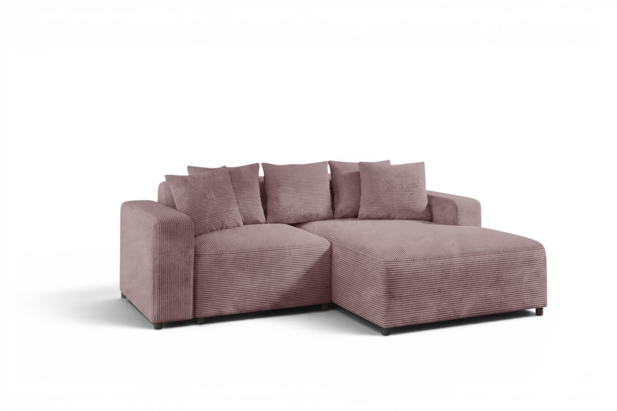 Fun Möbel Ecksofa Designersofa MEGAN XS Cordstoff Poso, inkl. 5 Zierkissen, Rundumbezug