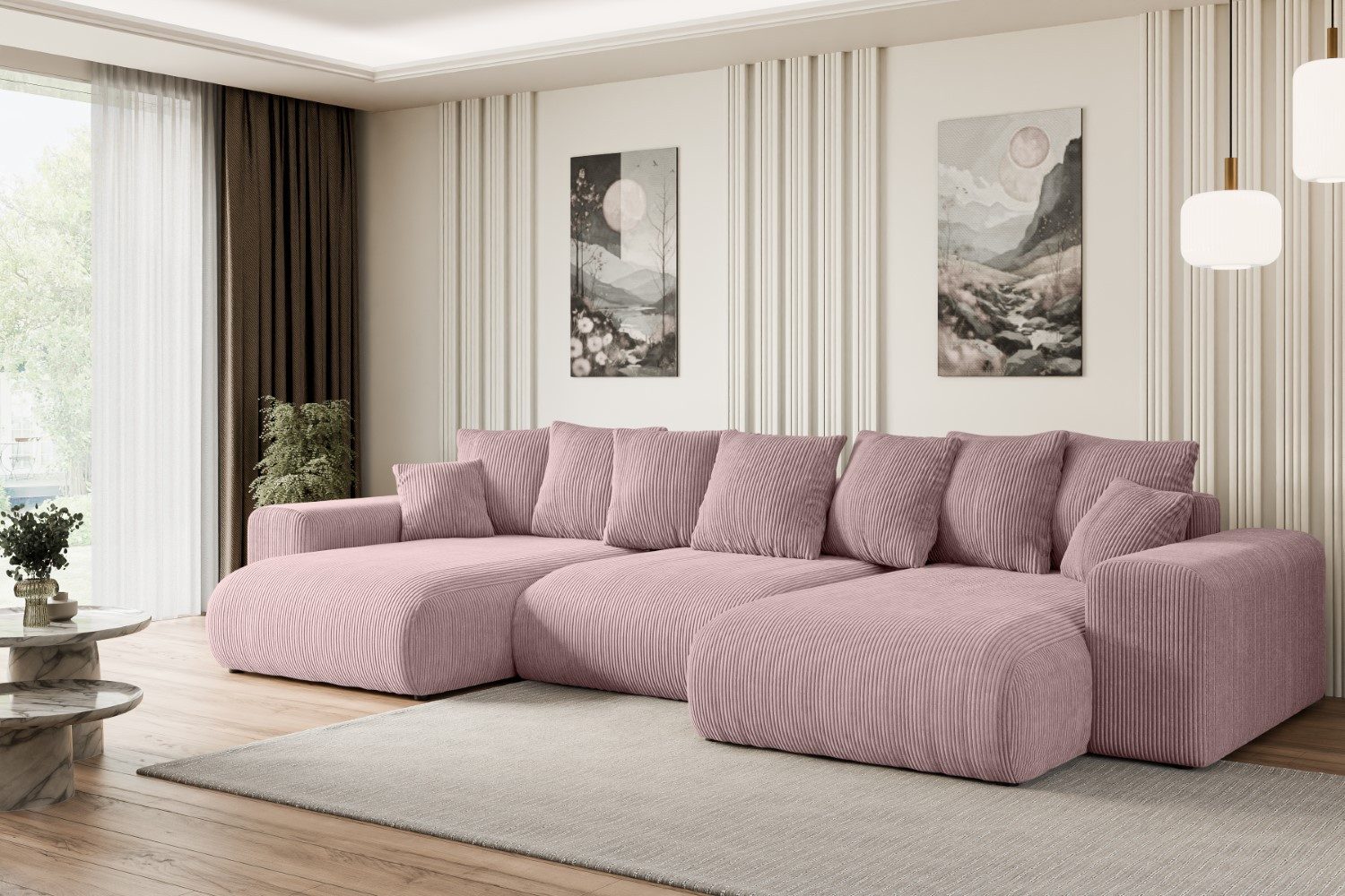 ALTDECOR Wohnlandschaft ESKAR-U, Couch mit Schlaffunktion, Wohnzimmer - Wohnlandschaft, Corner Sofa Bett Eckcouch Couch L-Form Schlafcouch Ausziehbar