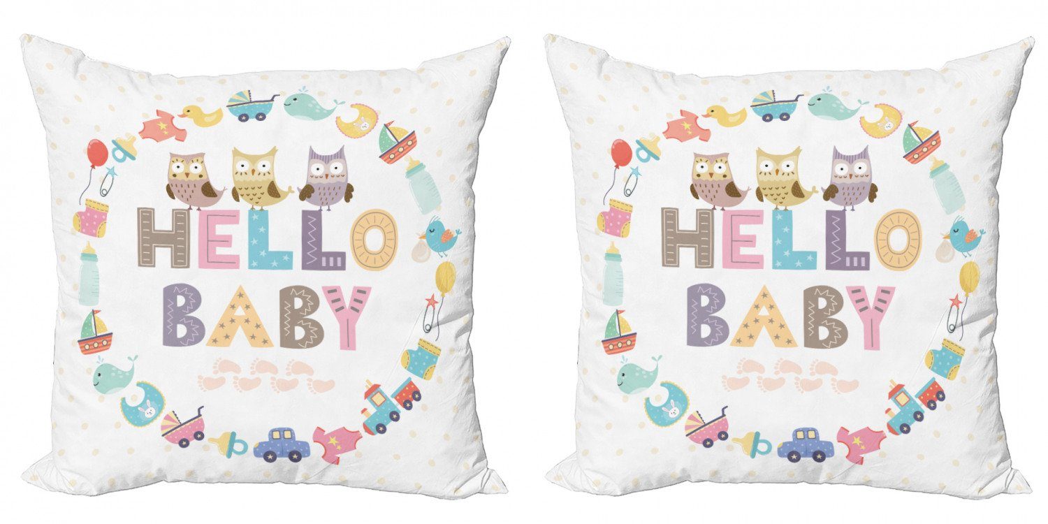 Kissenbezüge Babydusche Accent Doppelseitiger Hallo Modern Abakuhaus Owls (2 Baby Stück), Digitaldruck,