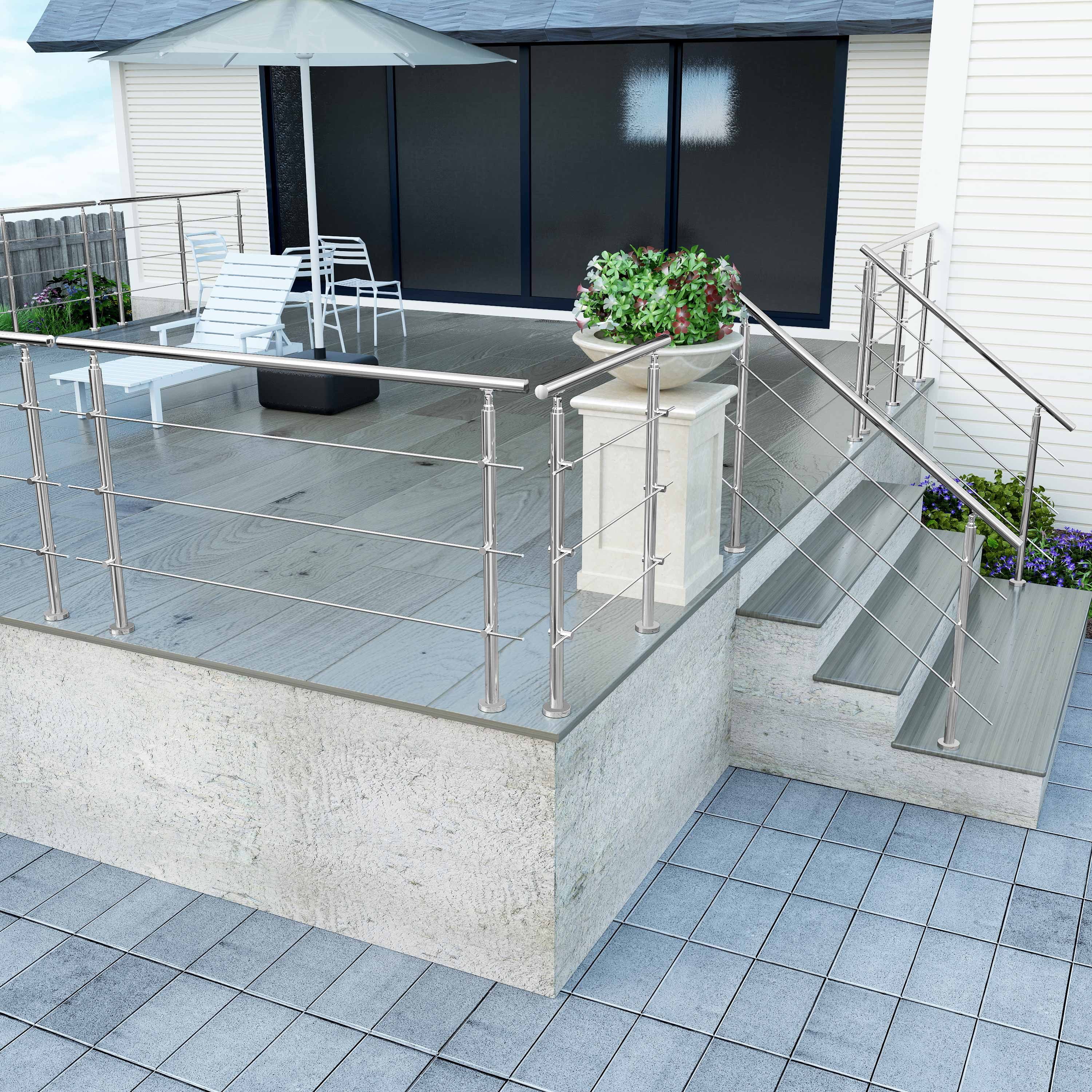 AICA Treppengeländer Edelstahl Material Handläufe 3/5 guardrails Treppe Geländer 80-240 cm, 100 cm Länge, Packung, 3-tlg., 201 Edelstahl, Starke Qualität, Verst – Bild 5 von 5