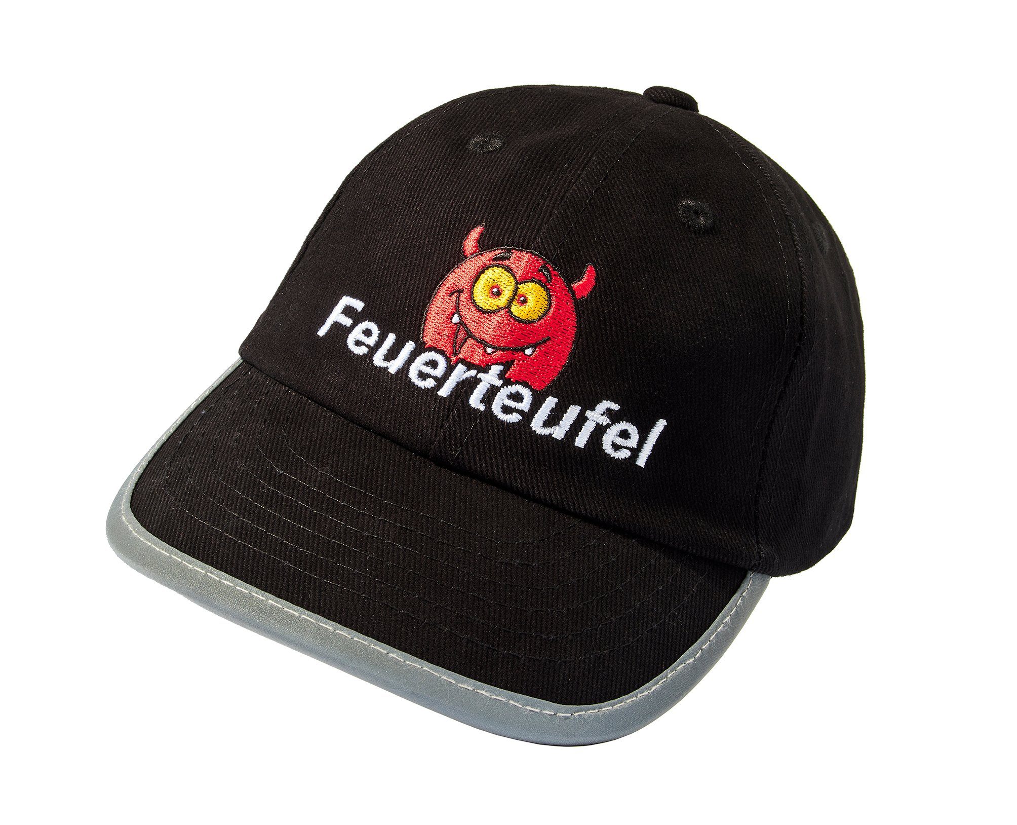 Baddery Baseball Cap Reflektoren Kappe Kinder "Feuerteufel" (inkl. 3 Feuerwehrauto Sticker), Stick, One Size Einheitsgröße, Klett-Verschluss