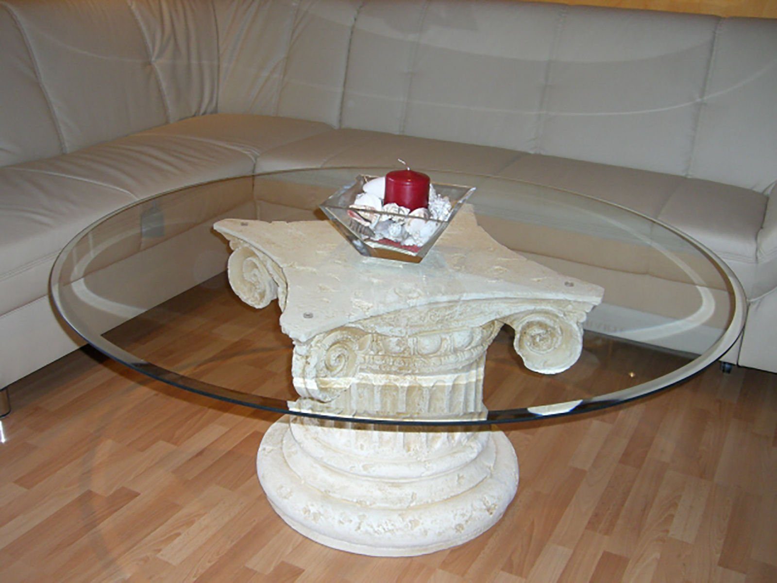 Marmortisch Glastisch Couchtisch Couchtisch Fossiltisch Runder Wohnzim Antikes Wohndesign Steinmöbel