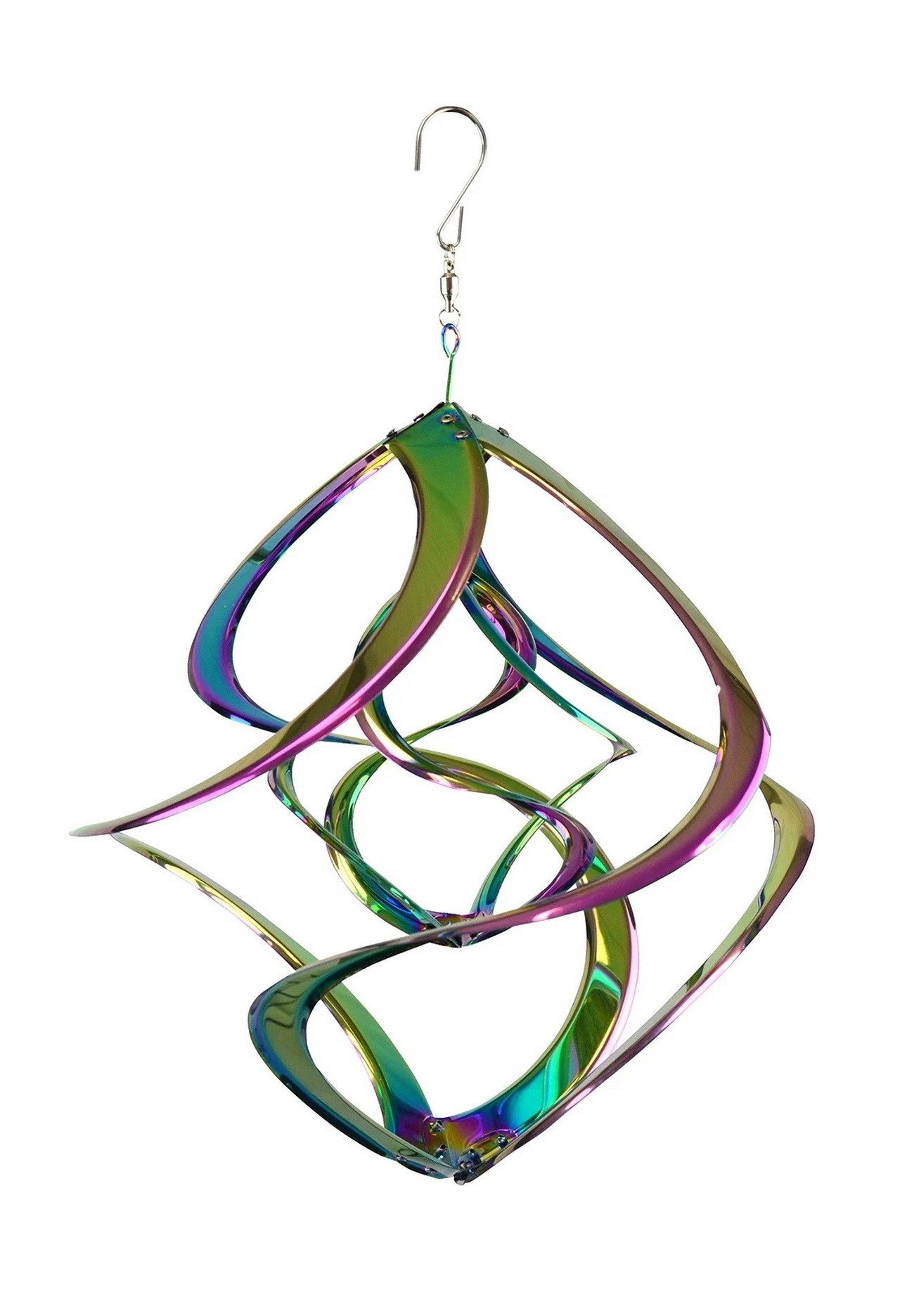 Kaufhaus le petit Windspiel Windspiel doppel Hurrikan Edelstahl Rostfrei Windrad Wind Dancer 44 cm, Deko Twister Handarbeit Wetterfest Frostfest UV-Beständig
