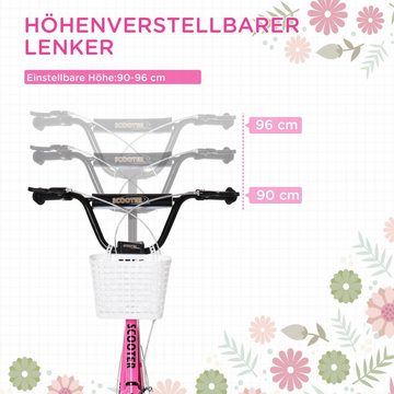 HOMCOM Cityroller Kinderroller inkl. Korb, höhenverstellbar, für Kinder 5-12 Jahren