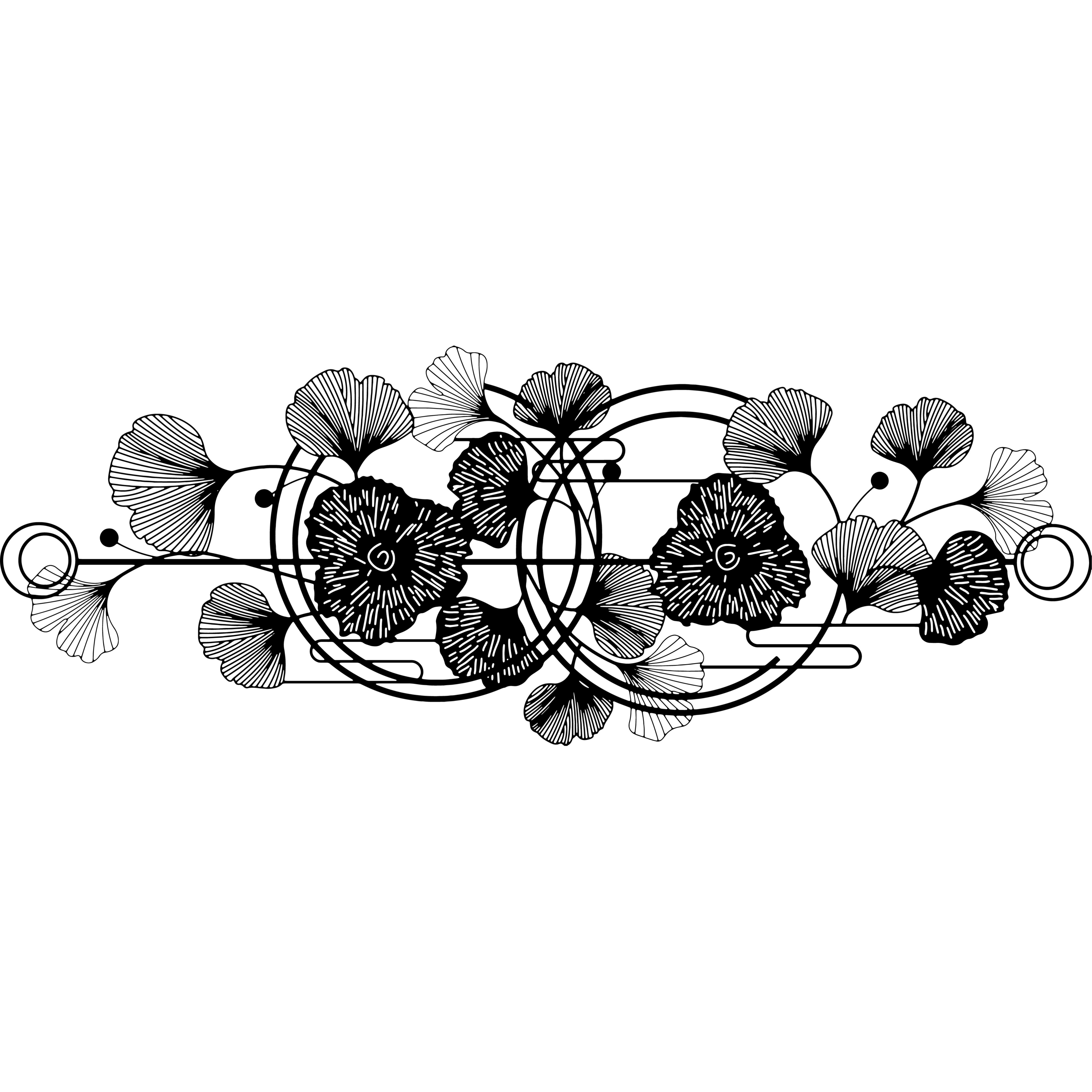 Wanddekoobjekt Floral Leaf Metal Art Wanddekoration, Linien, Modern Minimalistisch