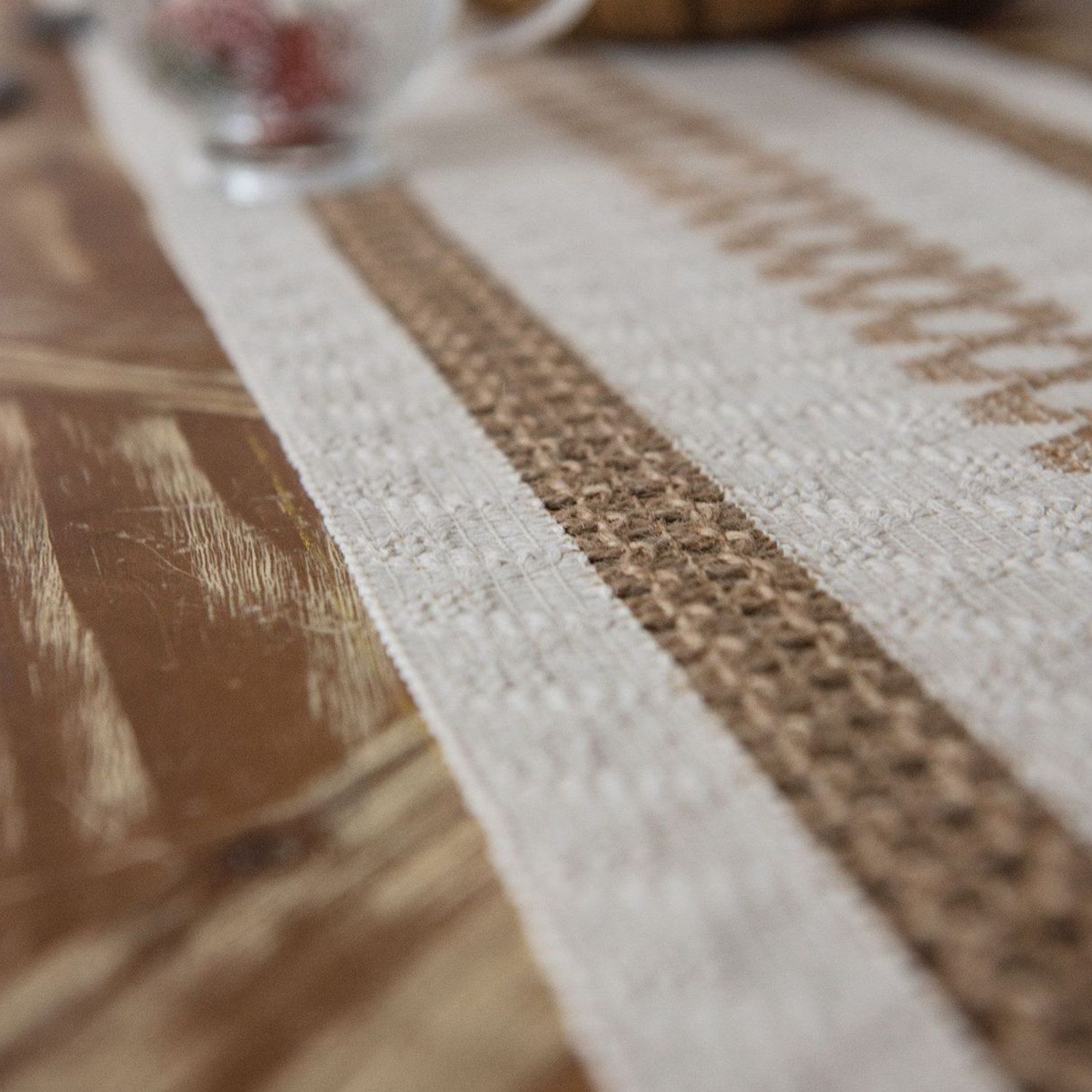 LAPAPRO Tischläufer Baumwoll Leinen Tischläufe,Hohlweben Bauernhaus Stil Tischdekoration, 30cm wide and 120 cm long