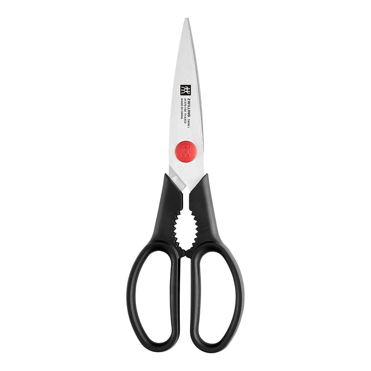 Zwilling Haushaltsschere TWIN L, L 20,5 cm, Schwarz, Edelstahl, Kunststoff, (1-tlg), integrierter Drehverschlussöffner, ergonomische Griffe