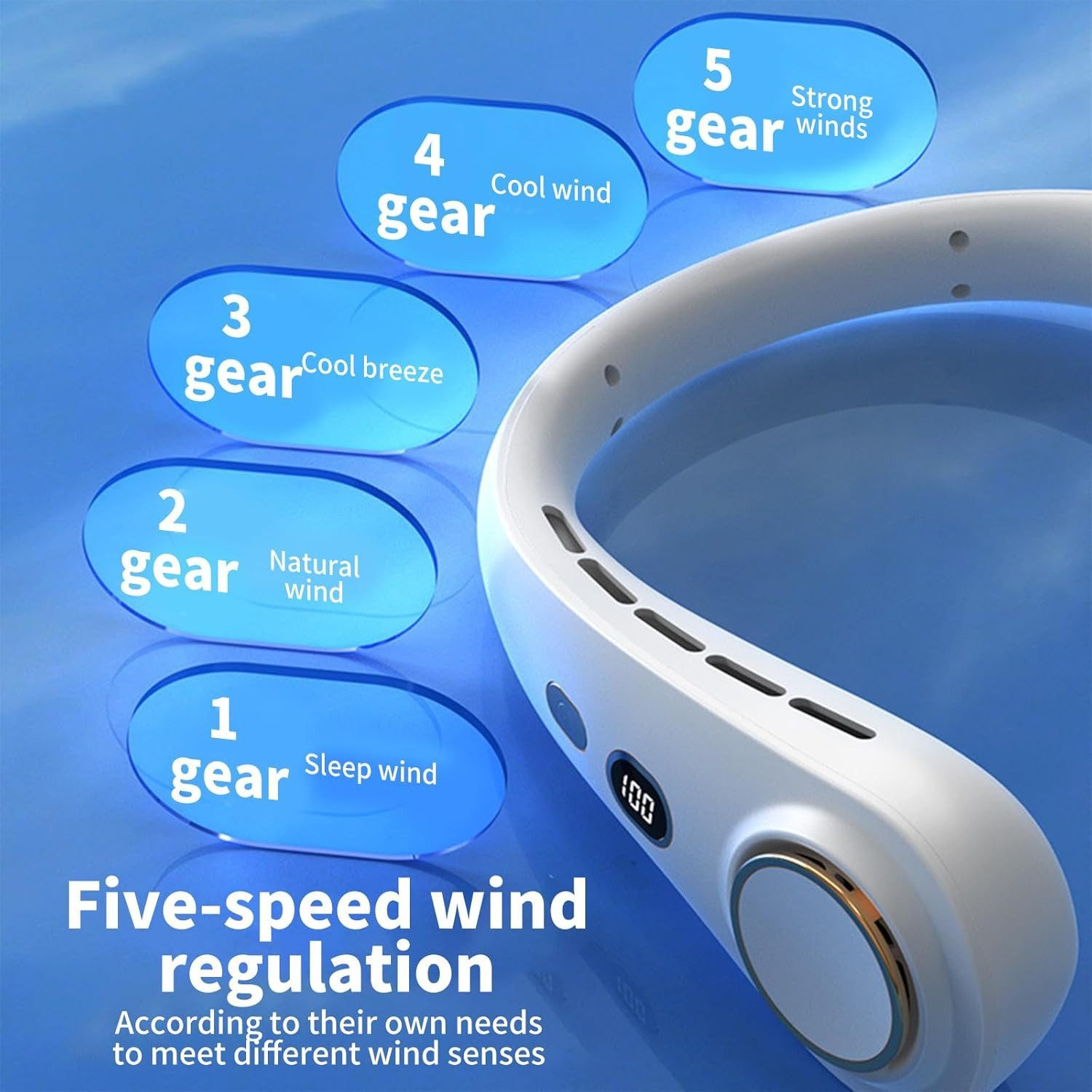 FELIXLEO Mini USB-Ventilator Wearable Bladeless Nackenventilator 720° Luft 5Stufen Grün.