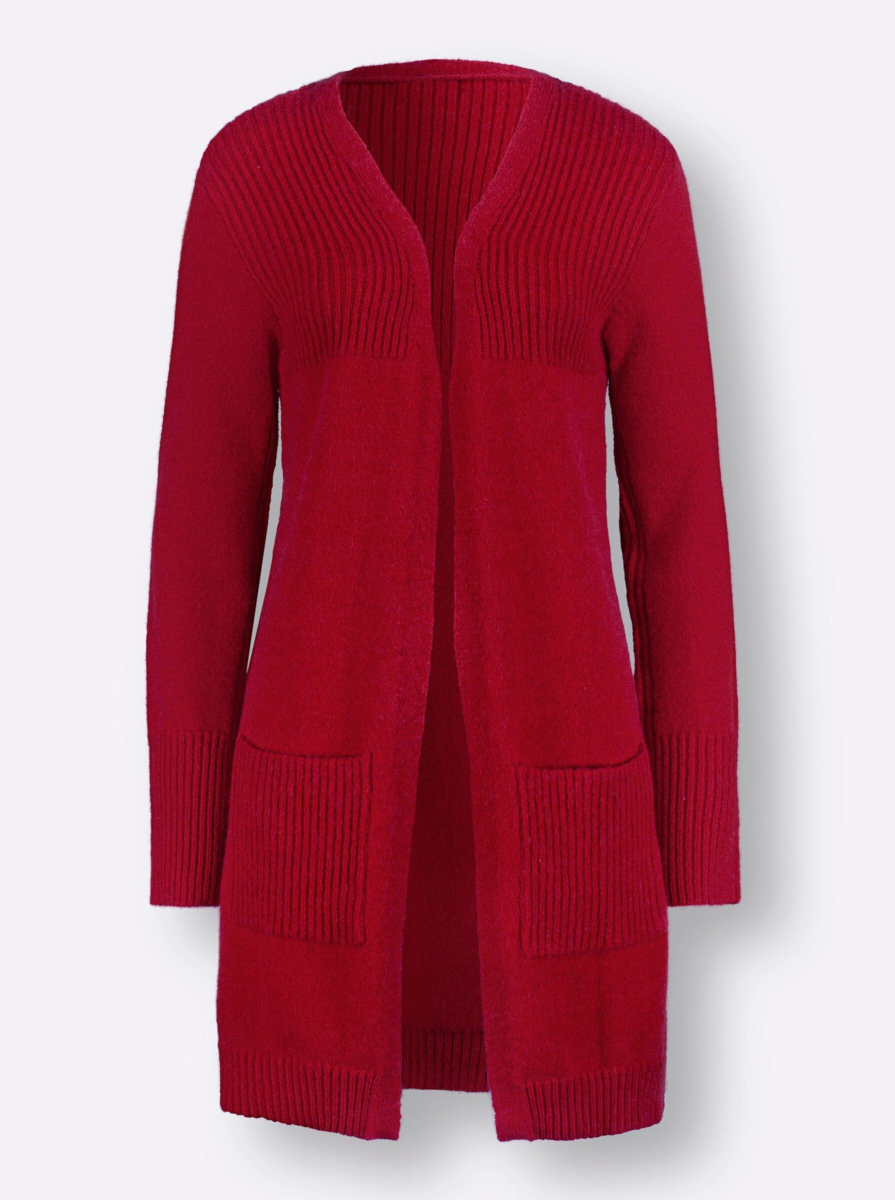 Strickjacke Strickjacke Langarm Rippoptik, Jersey