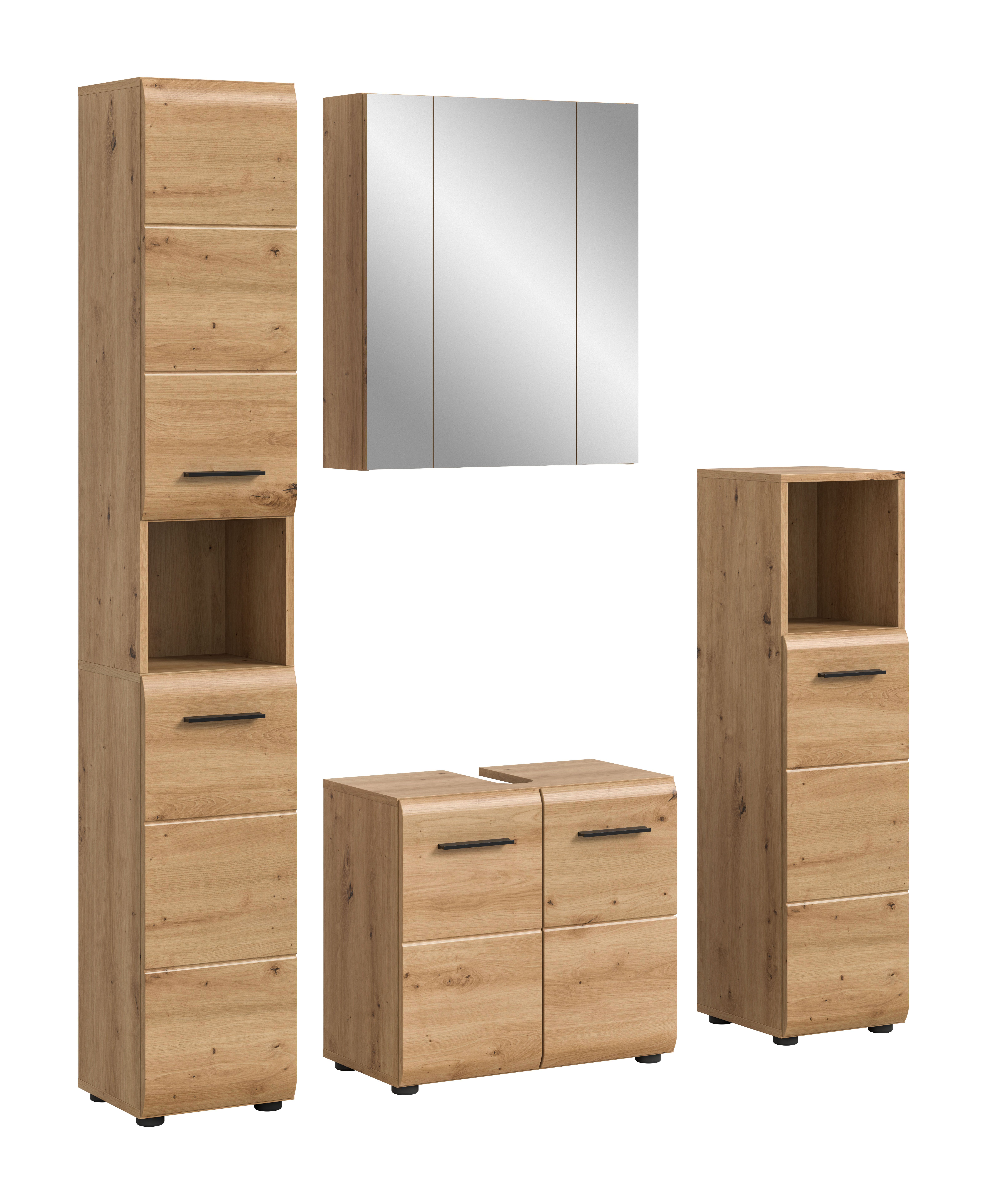 furnling Badmöbel-Set Ivy, (4-St., Hochschrank, Spiegelschrank, Standschran günstig online kaufen