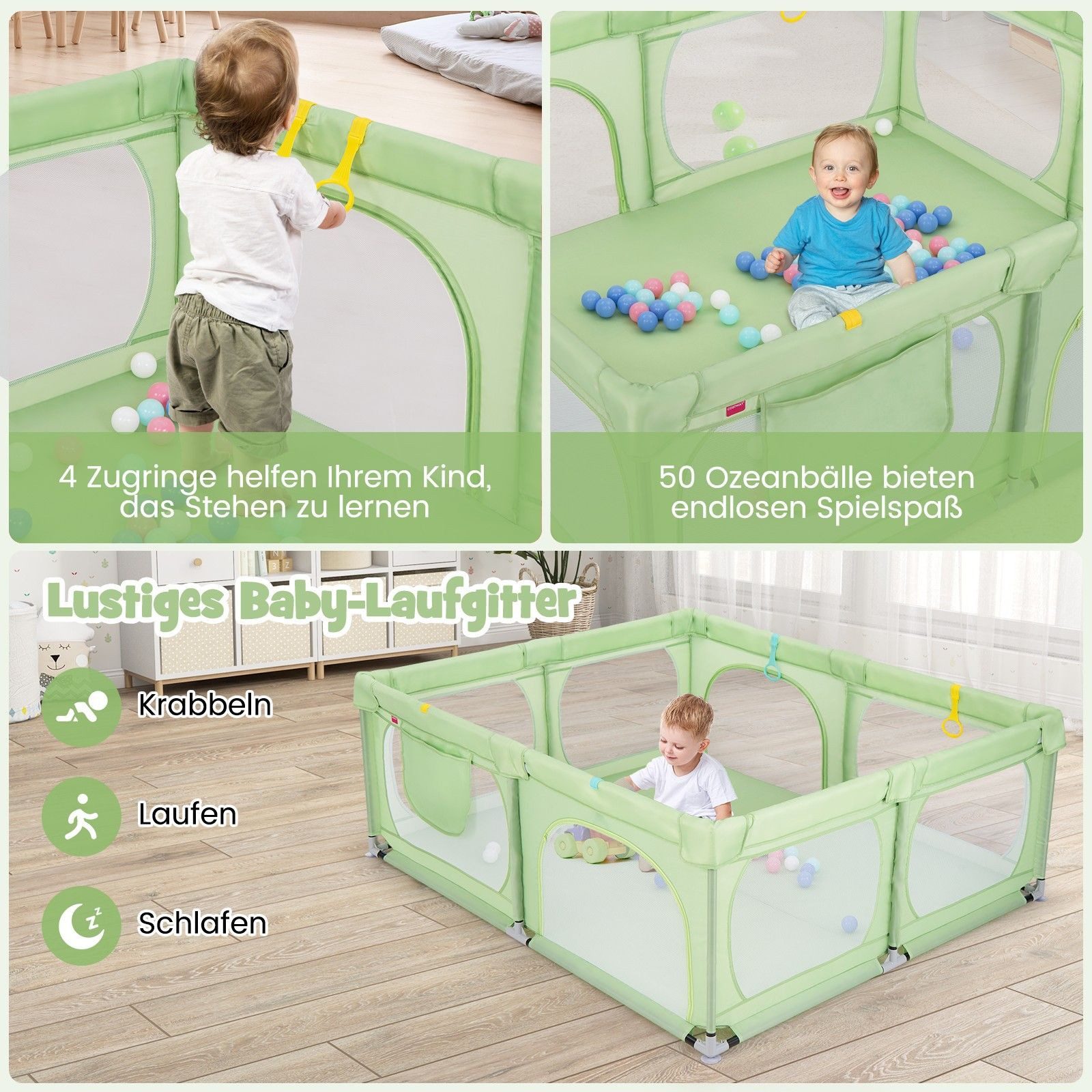 COSTWAY Laufgitter, Laufstall, 189 x 158 günstig online kaufen