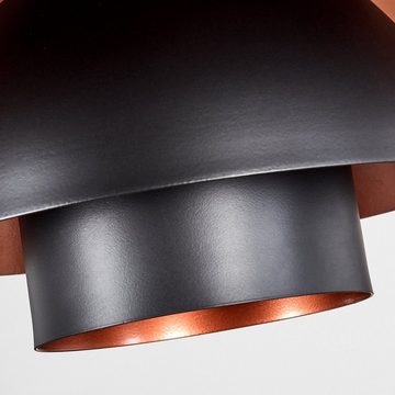 hofstein Hängeleuchte Hängelampe aus Metall in Schwarz/Kupfer, ohne Leuchtmittel, mit rundem Schirm (38 cm), Höhe max. 114,5 cm, 1 x E27