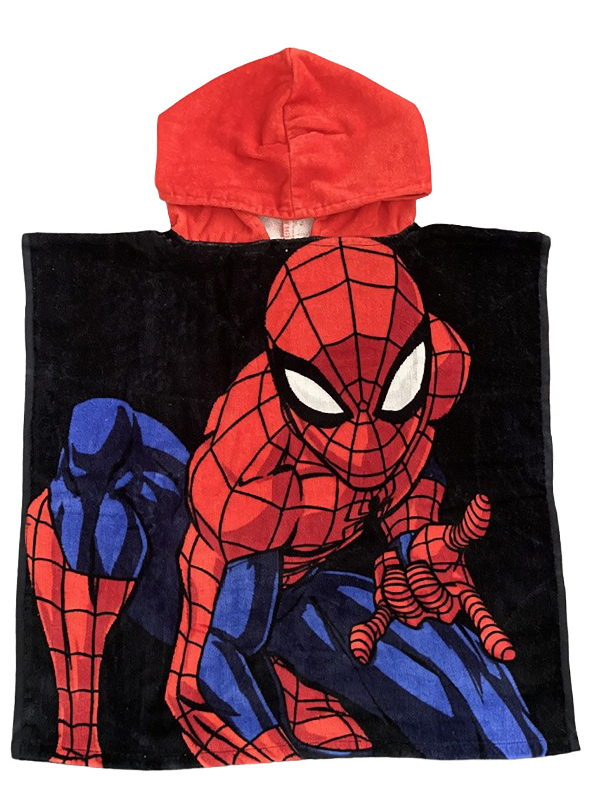 United Labels® Strandtücher Marvel Spiderman Badeponcho Handtuch Badetuch mit Kapuze 50x100 cm