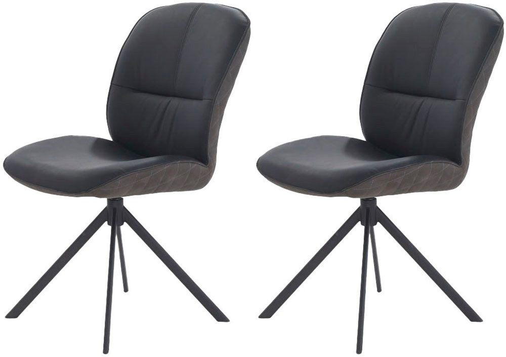 Jockenhöfer Gruppe Esszimmerstuhl (Set, 2 St), 4-Fuss Stuhl, Echtleder, inklusive Drehfunktion (360), Materialmix