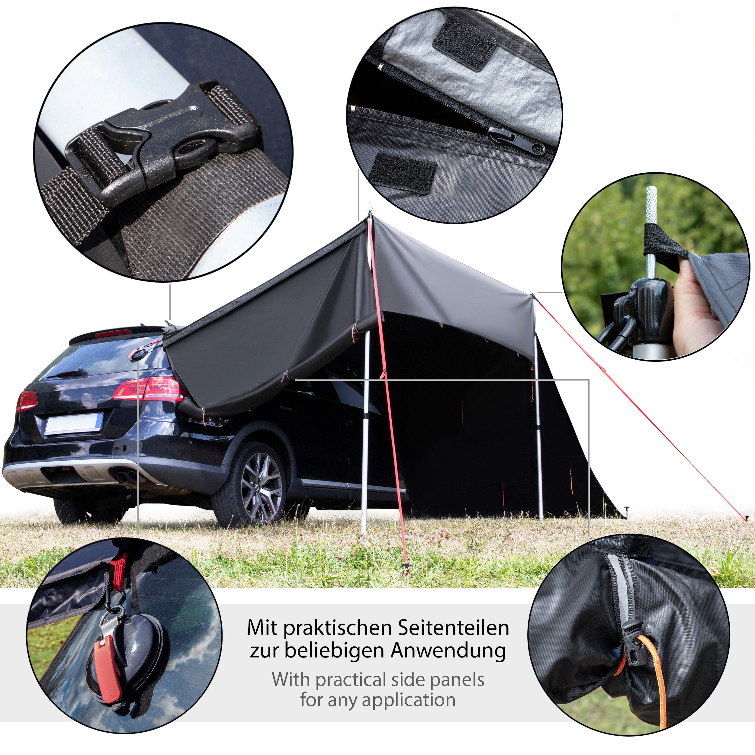 ONVAYA Sonnensegel Auto-Sonnensegel, Schutz vor Wind, Regen, Sonne, 6 Aufbauvarianten