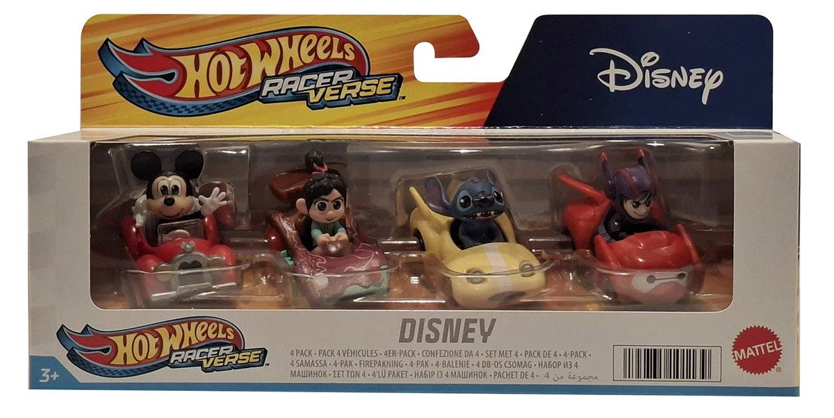 Hot Wheels Spielzeug-Auto Hot Wheels RacerVerse Disney 4er-Pack 1:64 Modellfahrzeuge, Mickey Mou