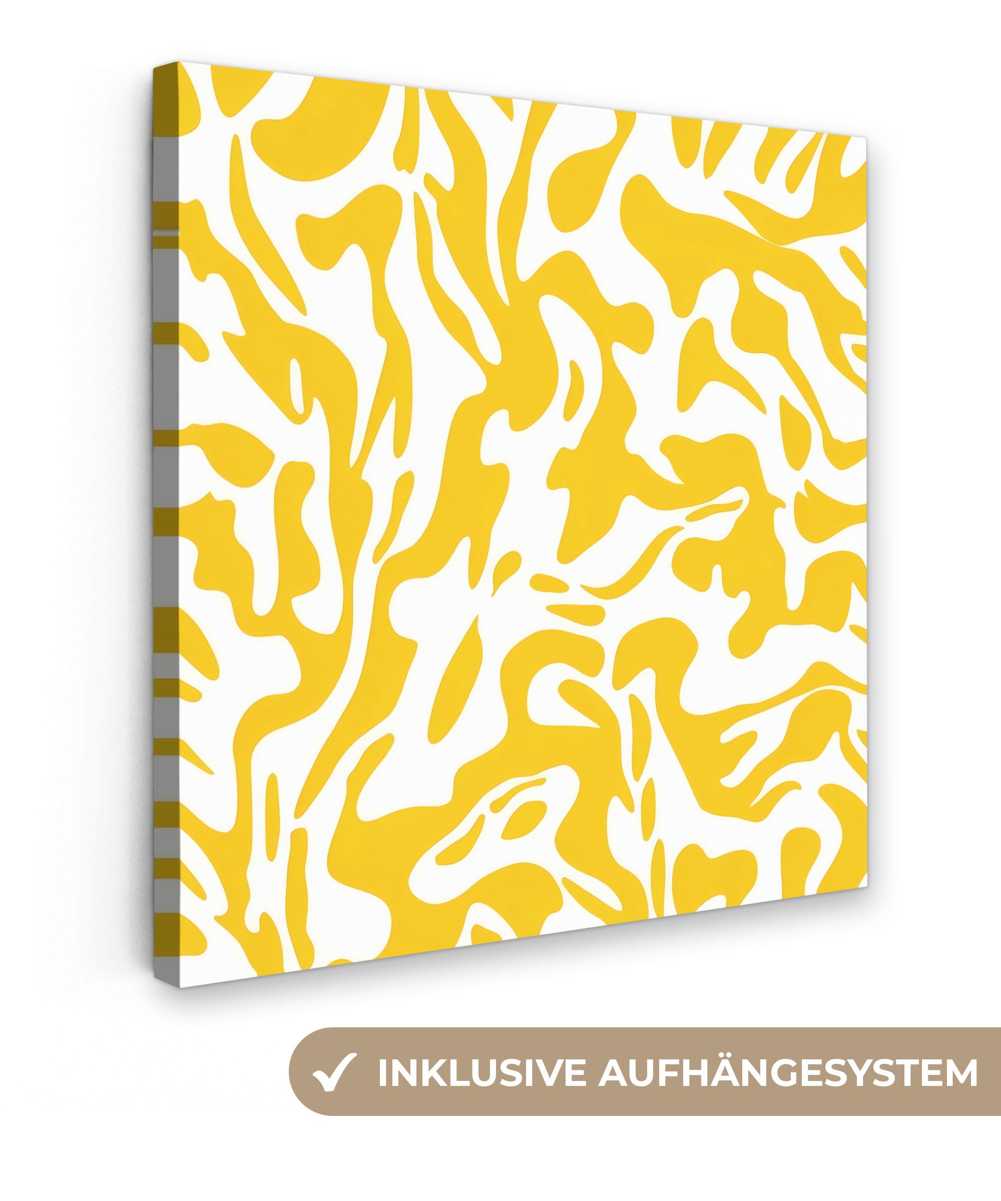 OneMillionCanvasses® Leinwandbild Formen - Weiß - Abstrakt, Fotodruck (1 St), Wandbild, Deko Schlafzimmer Wohnzimmer Flur 20x20 cm