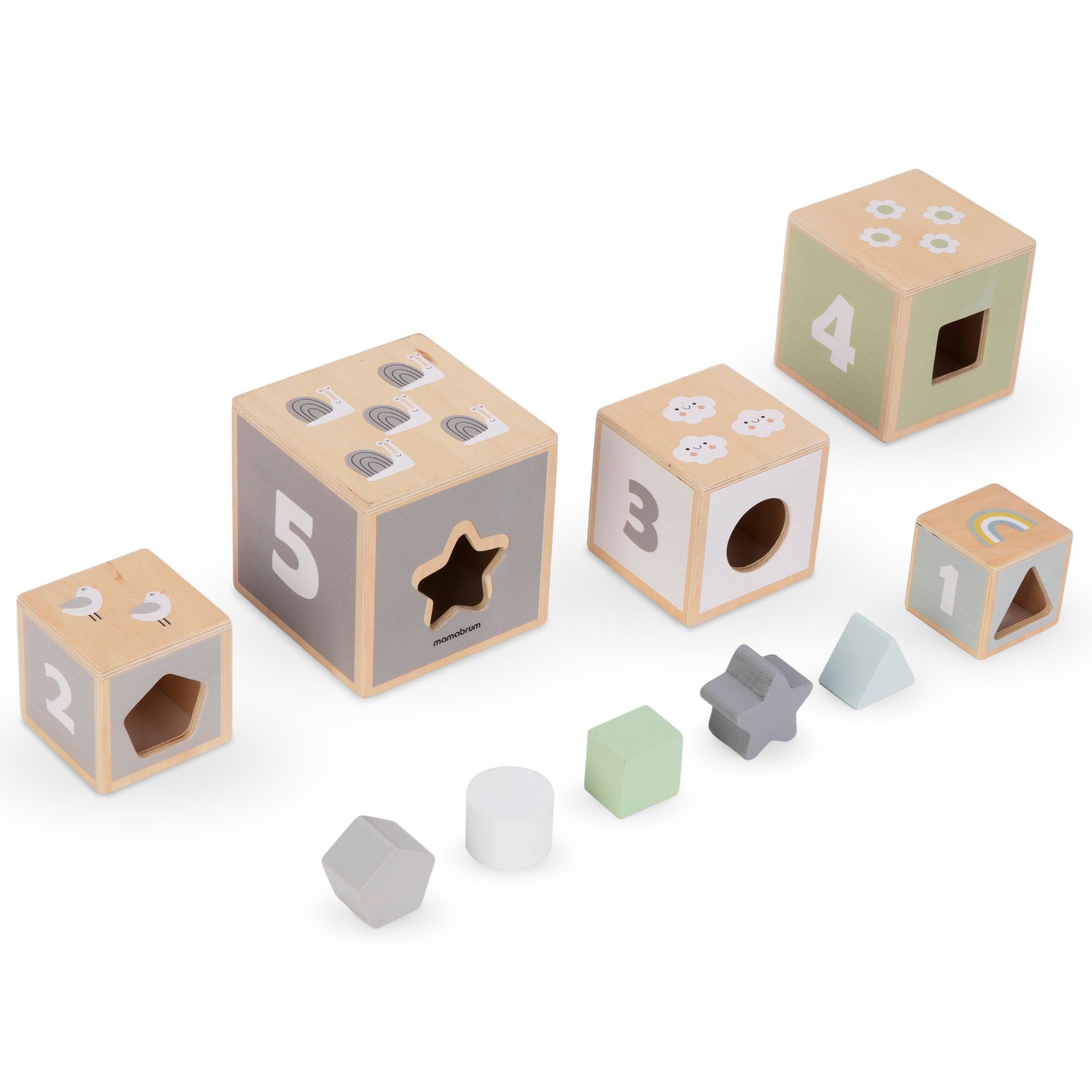 Mamabrum Puzzle-Sortierschale Holzturm - Form Tiere Alphabet Sortierer Zahlen