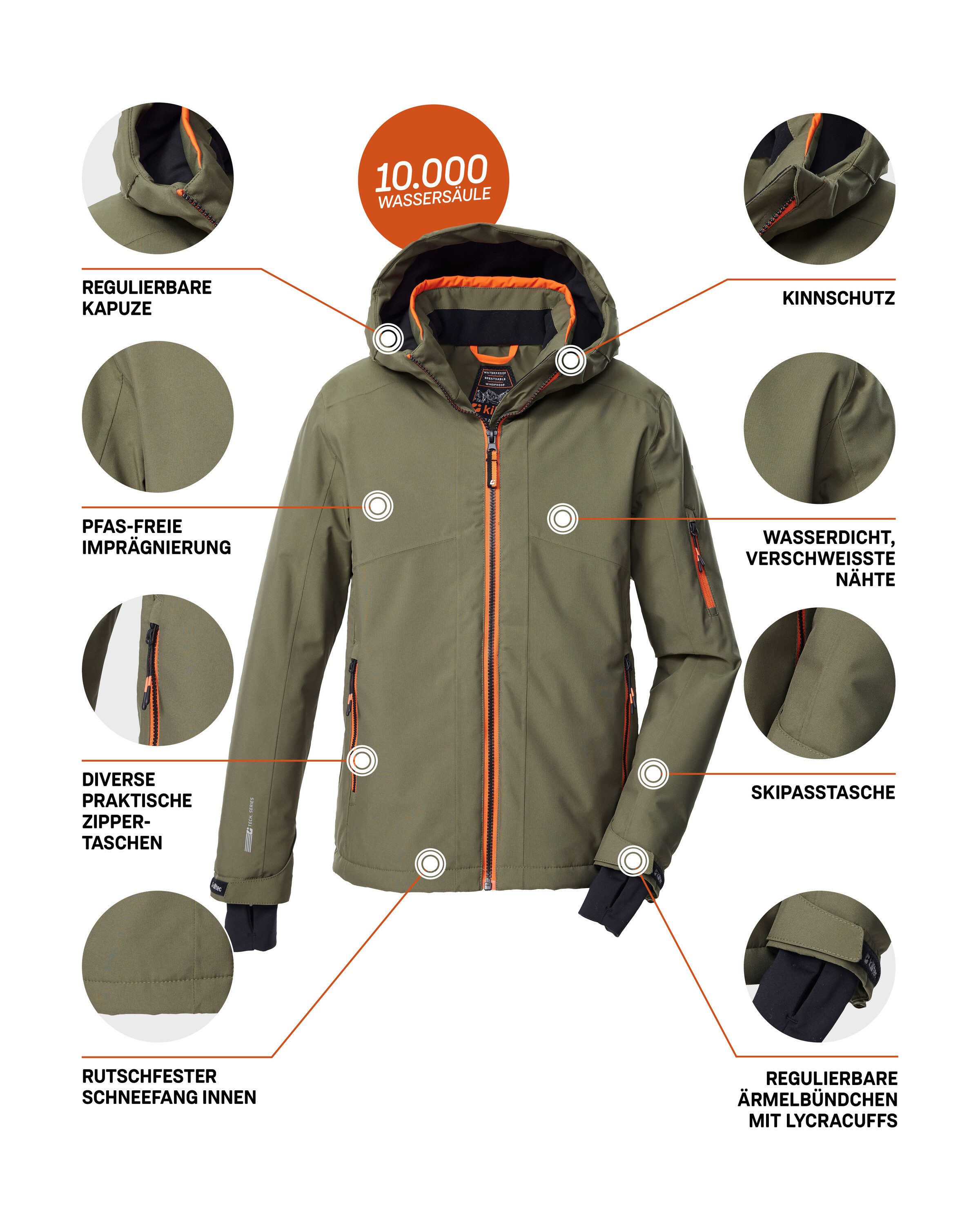 Killtec Skijacke KSW 202 BYS SKI JCKT Wasserdichte Kinder-Skijacke mit verstellbarer Kapuze und Schneefang – Bild 5 von 5