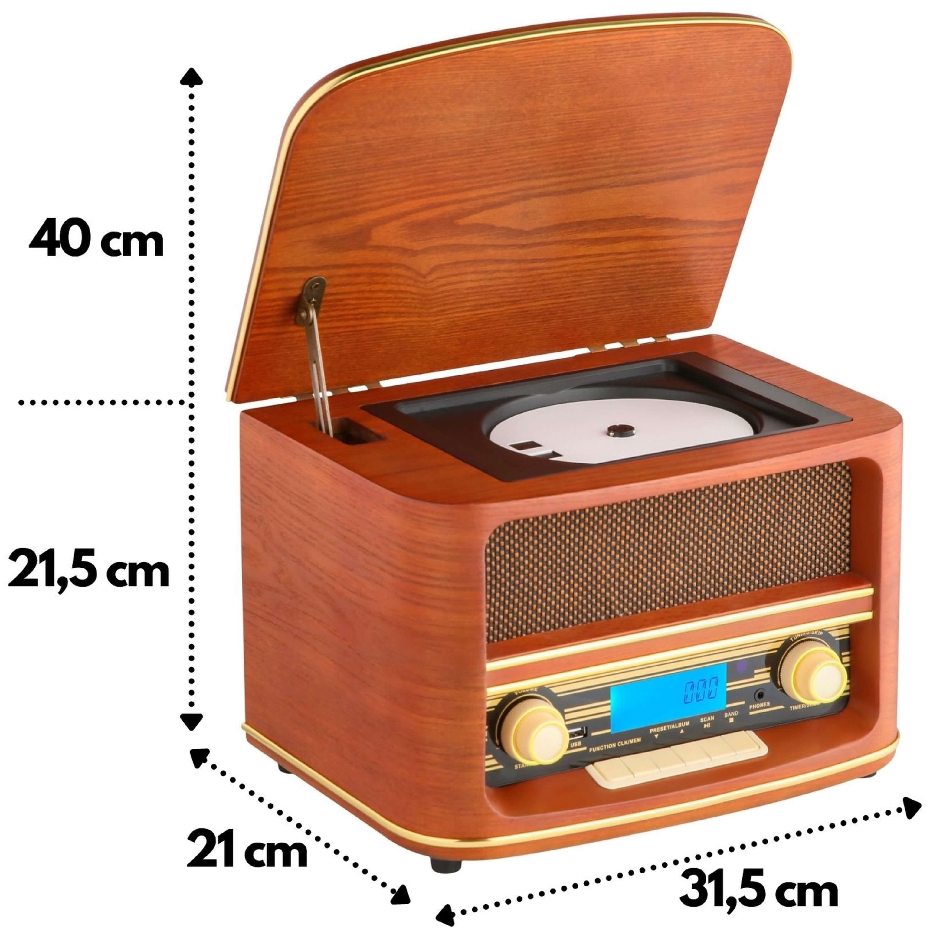 CL-3050 Cyberlux Retrodesign, Bluetooth) (Bluetooth, LCD-Display, Multifunktionsspieler