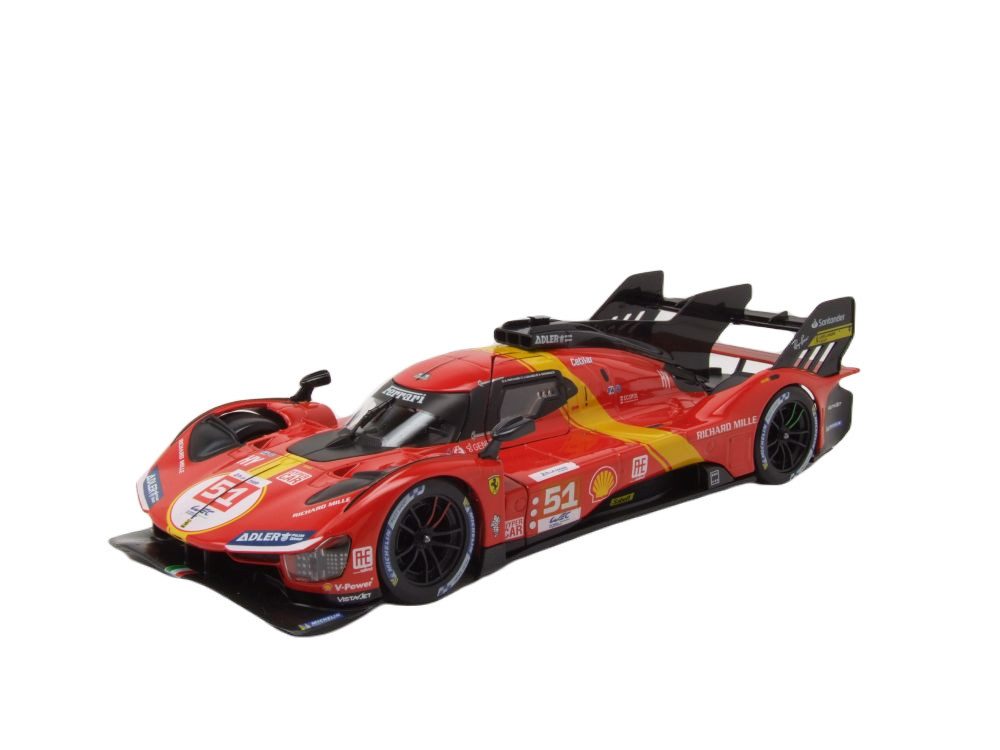 Bburago Modellauto Ferrari 499P #51 Le Mans 2023 rot, Maßstab 1:24