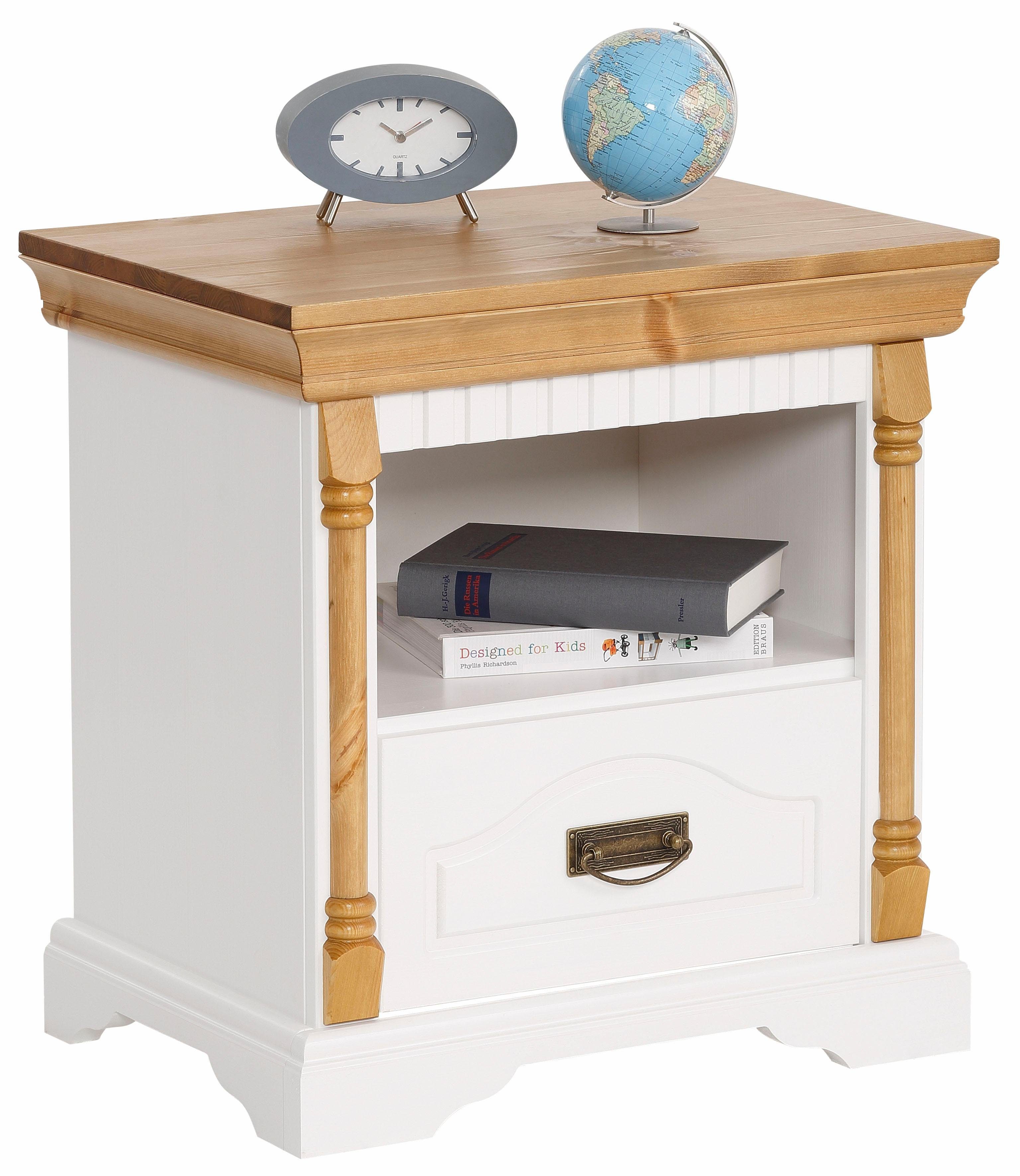 OTTO home Nachtkonsole Graz, aus massiver Kiefer, mit aufwendigen Details, günstig online kaufen