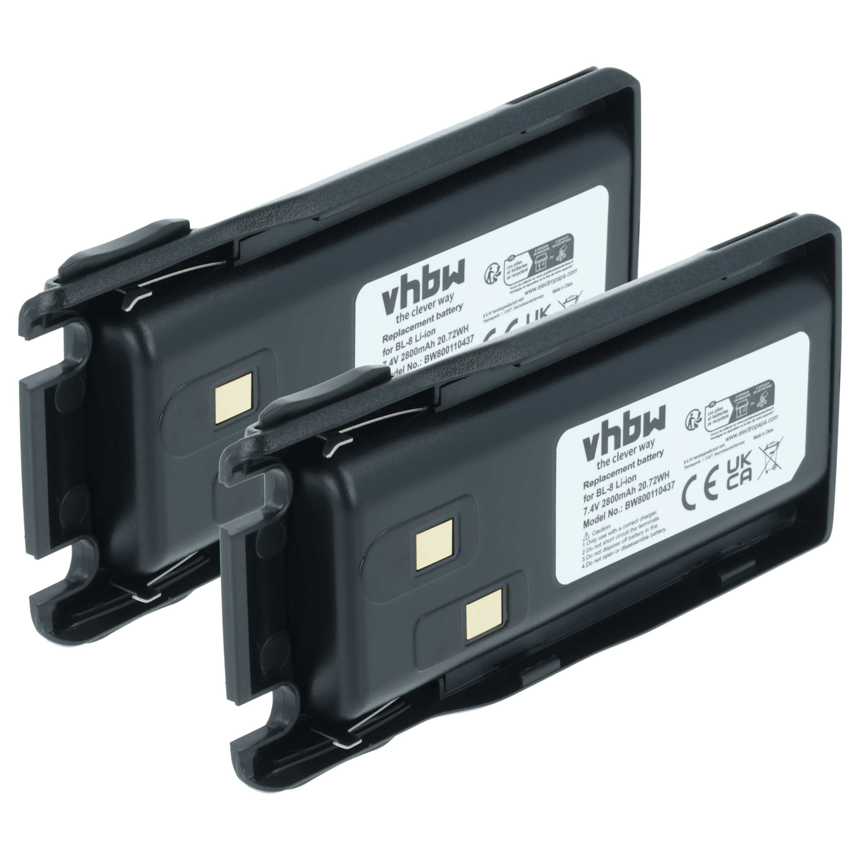vhbw Akku Ersatz für Baofeng BL-8 für Funkgerät (2800 mAh, 7,4 V, Li-Ion) Akku Akku Li-Ion 2800 mAh (7,4 V, 2 St), Leistungsfähige Austausch-Akkus für Ihr Funkgerät, Walkie-Talkie
