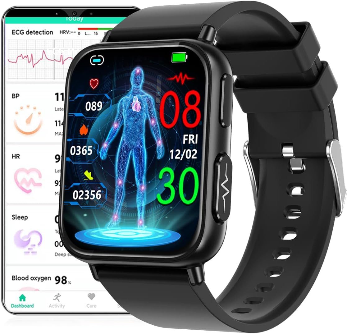 DigiKuber TK10 Smartwatch (4,8 cm, android ios), Smartwatch mit ECG, 1.85" Display, Fitnessfunktionen und IP68
