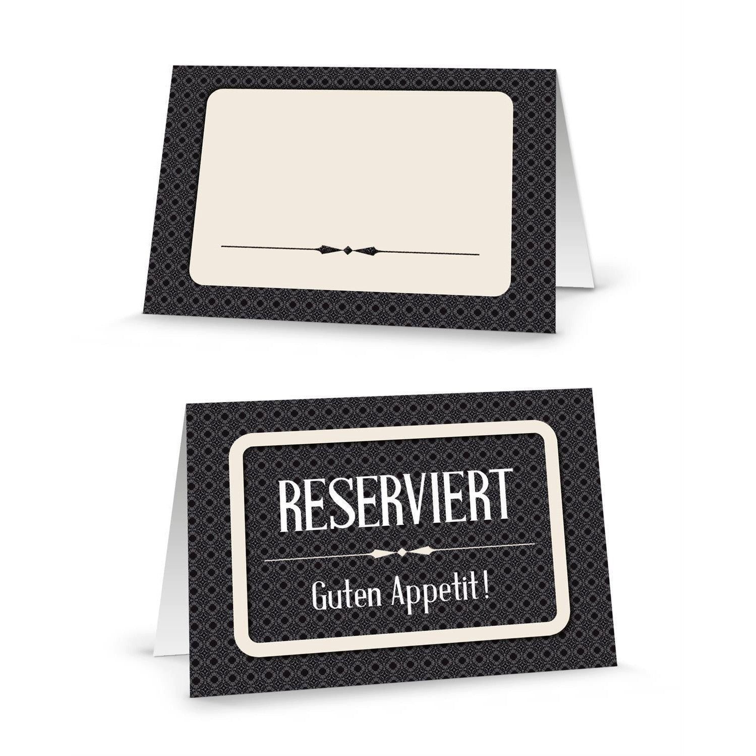 Logbuch-Verlag Klappkarte 100 Stück Reserviert-Schilder schwarz-weiße edle Tischkarten beige